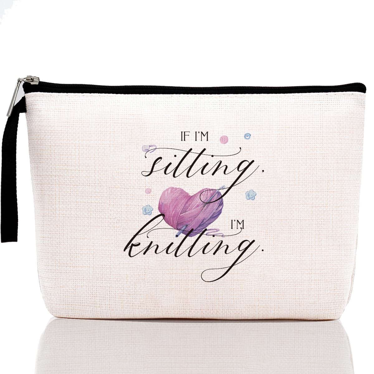 Hanamiya Na Knitting Bag - Funny & Humorous Crochet Gift for Beginners & Lovers - Perfect for Christmas, Birthday & Crafting - Cute Makeup Pouch for Yarn Storage - Great for Knitting, Crocheting & DIY Projects