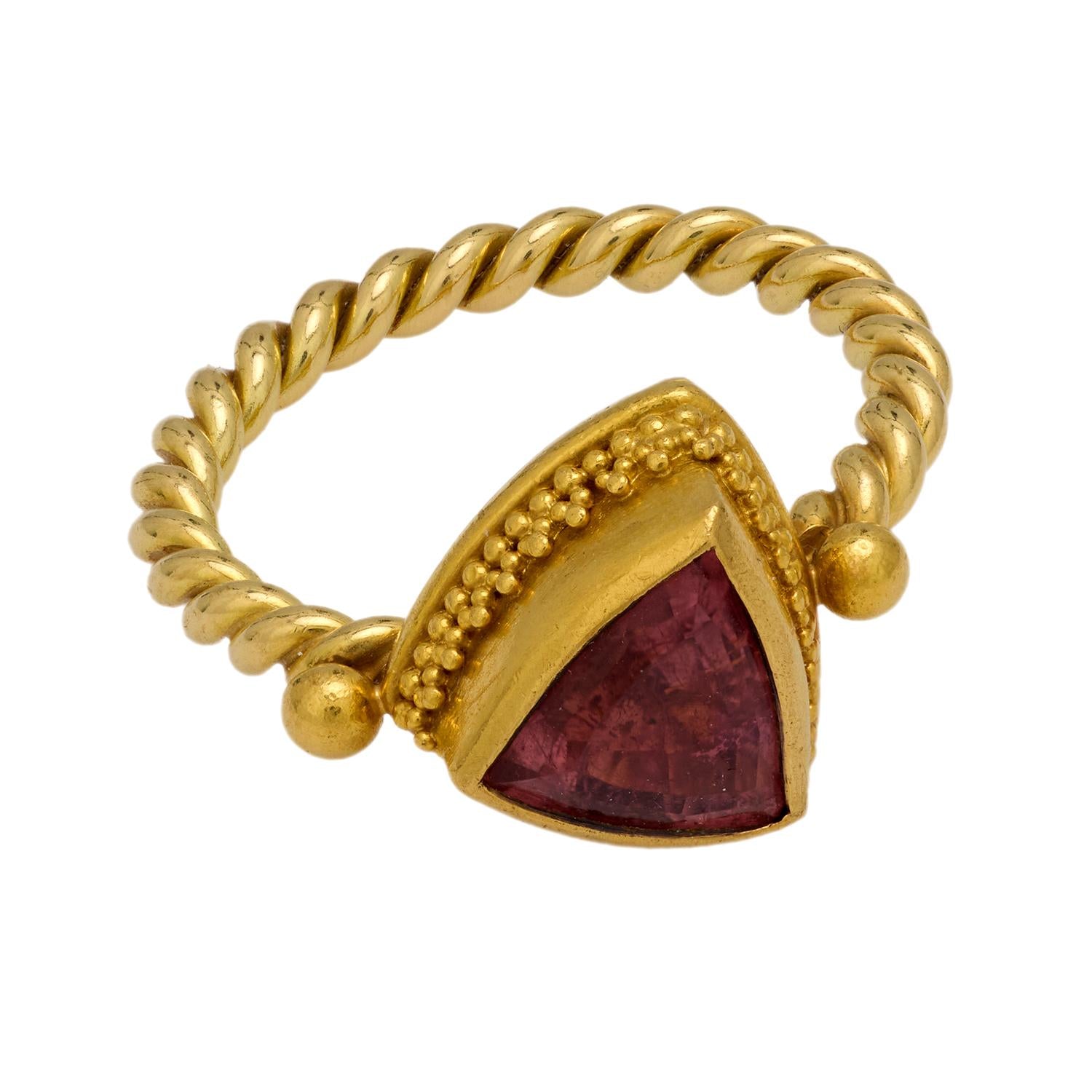 Luna Felix Pink Tourmaline 18K Yellow Gold Solitaire Ring - Elegant Engagement, Wedding, Anniversary Gift for Her