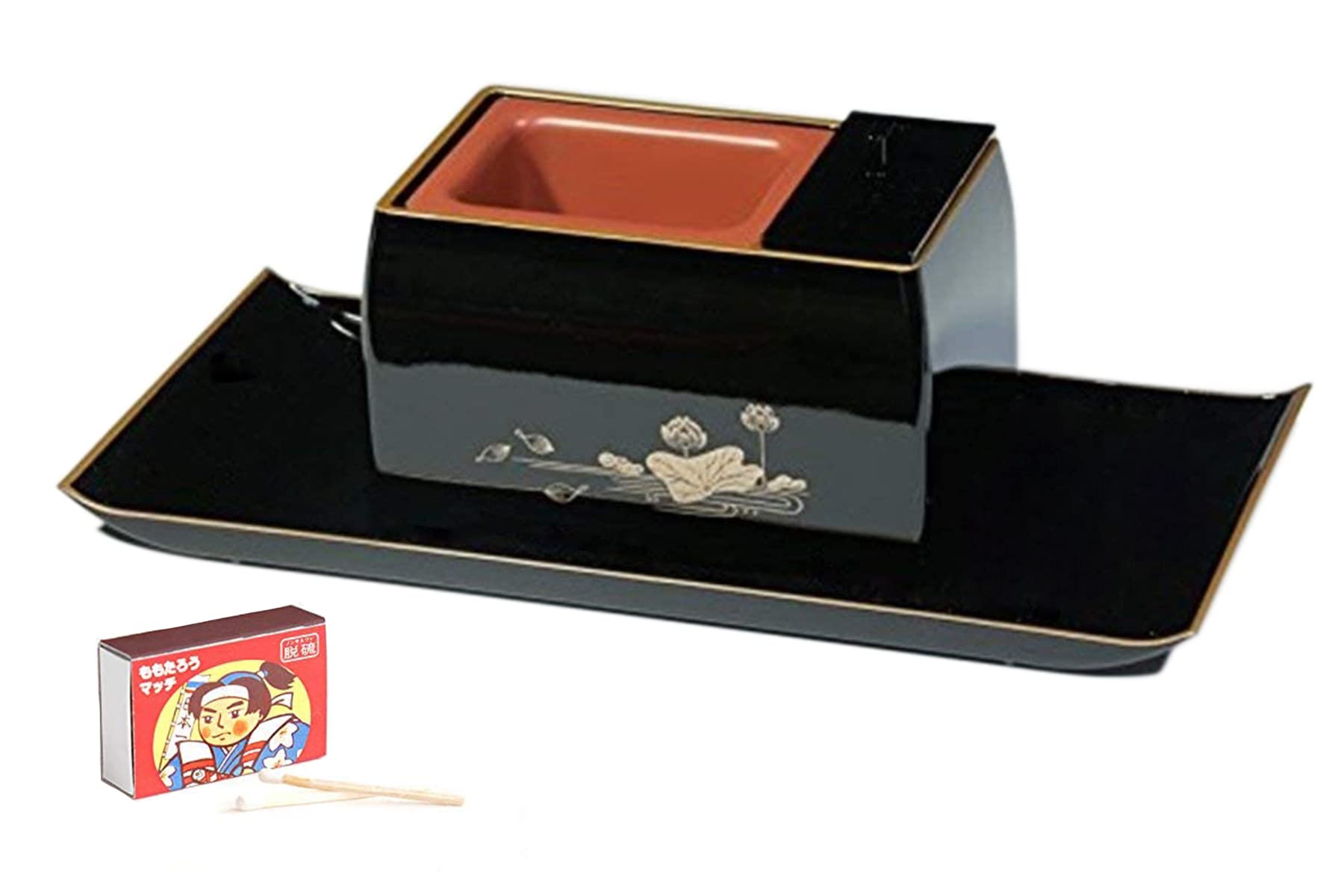 Yamako Buddhist Altar Fittings - Black/Golden Lotus Incense Burner for Meditation & Home Decor | Traditional Japanese Zen Accessories for Prayer & Spiritual Practice