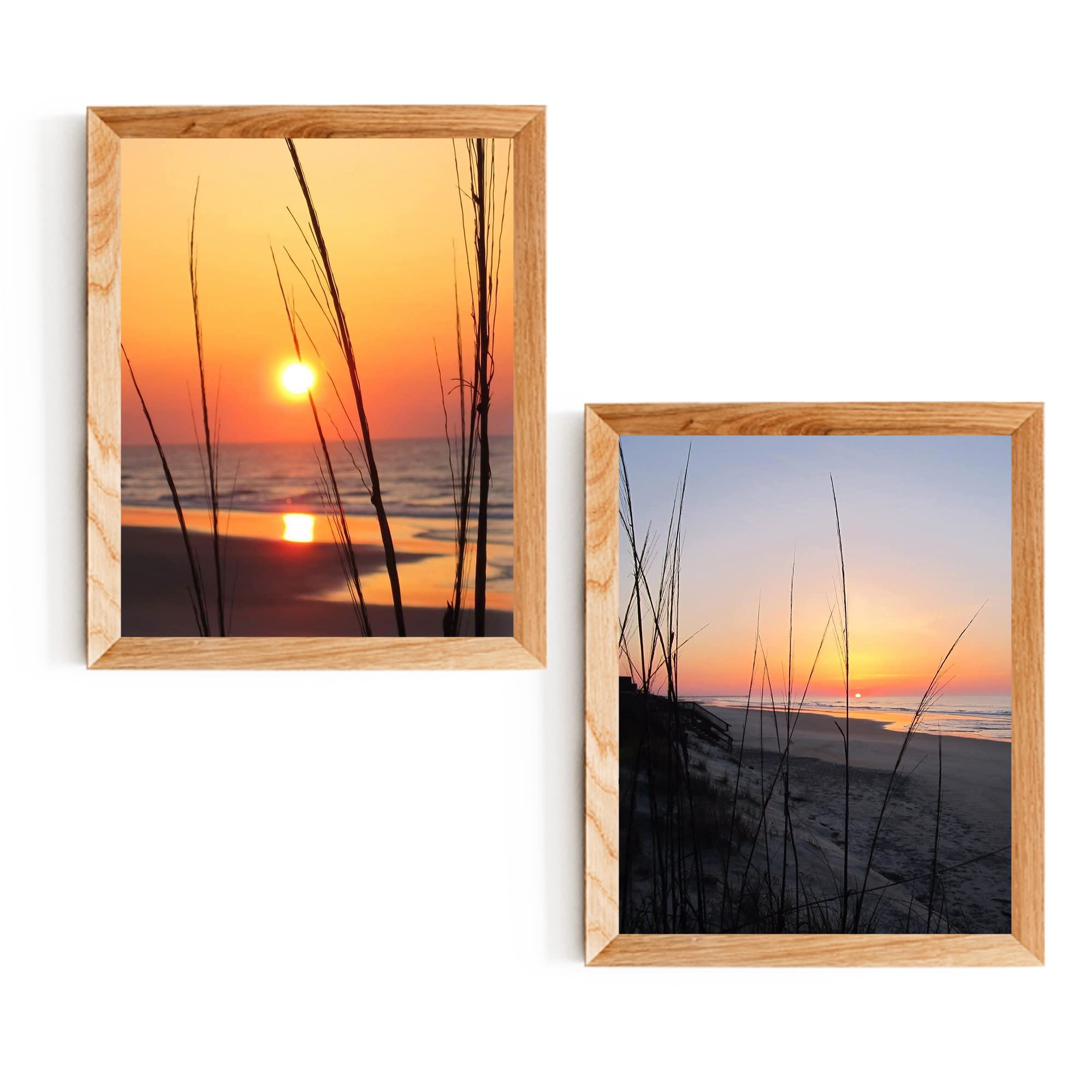 Tropical Beach Sunset Wall Art Prints - Set of 2 Unframed 8x10 Coastal Decor for Home, Bedroom & Office | Perfect Gift for Beach Lovers & Vacation Vibes | Ideal for Coastal, Boho & Nautical Interior Design Styles