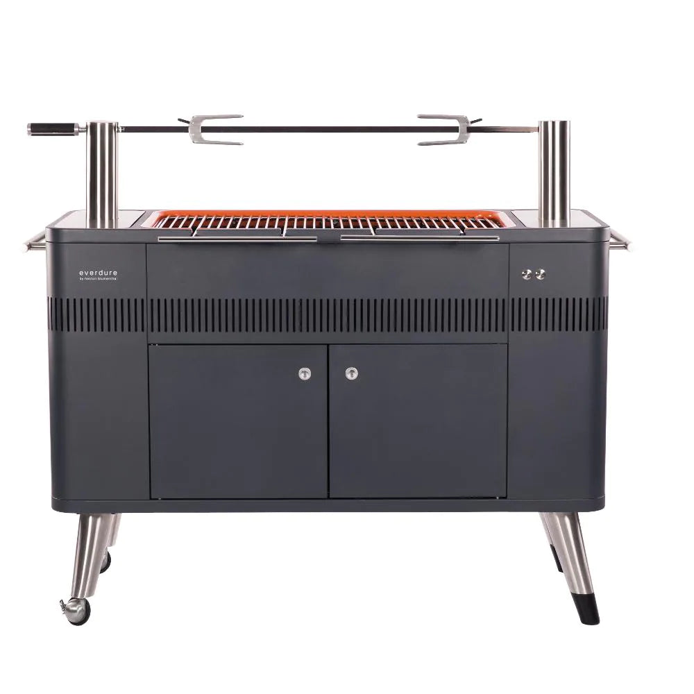 Everdure By Heston Blumenthal HUB 54-Inch Charcoal Grill with Rotisserie & Electronic Ignition - Premium Outdoor BBQ Grill for Backyard, Patio, and Camping Cooking - Model HBCE2BUS