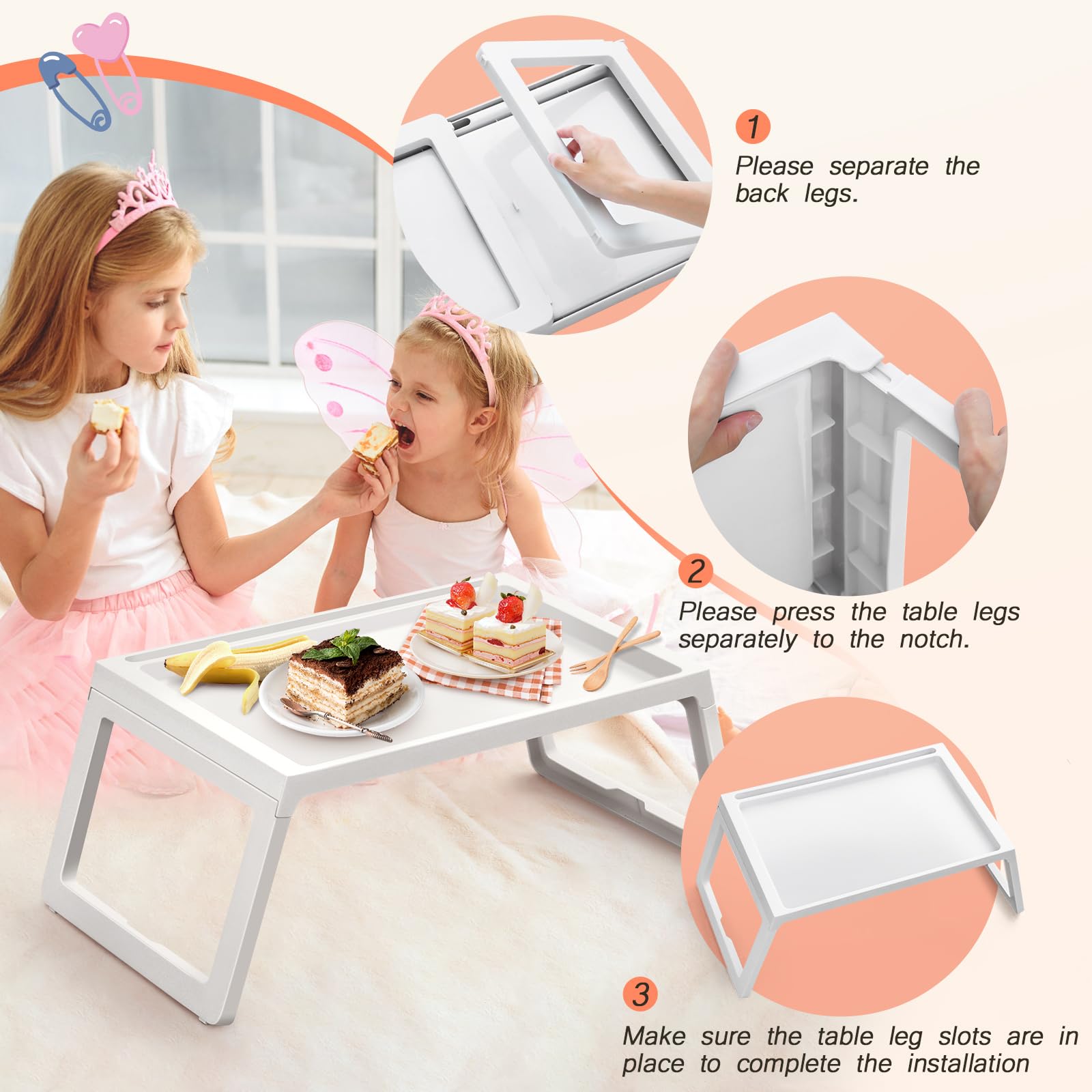 6-Piece Foldable Breakfast in Bed Tray Set with Handles - 26.8