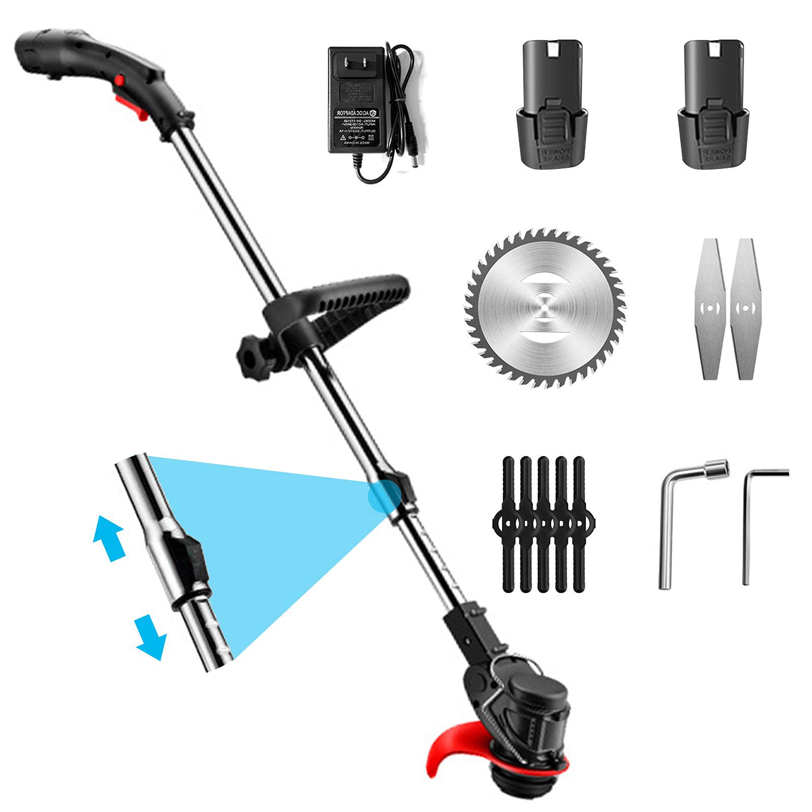 DEALRITE 48V 4500mAh Cordless Electric String Trimmer & Edger with Telescopic Pole & 2 Large-Capacity Batteries - Perfect for Lawn, Garden, Yard Maintenance and Landscaping