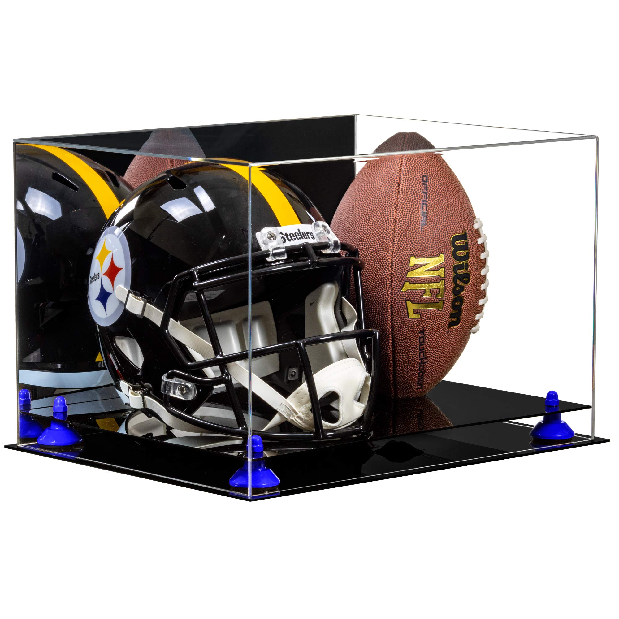 Premium Acrylic Full-Size Football and Helmet Display Case - Perfect for Collectibles, Memorabilia, and Sports Room Decor