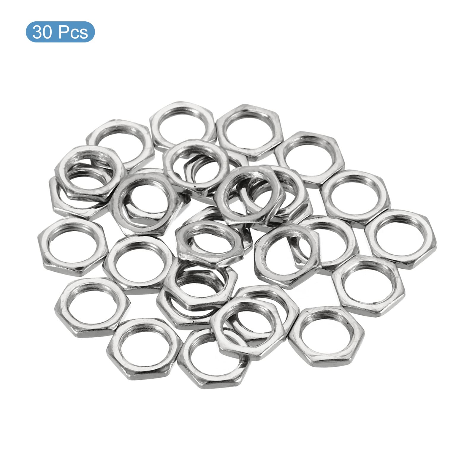 PATIKIL M9 x 0.75 Steel Hex Nuts - 30 Pack Metric Thread Zinc Plated Nuts for Bolts & Fasteners (2.5mm Height) - Ideal for Automotive, Machinery & DIY Projects