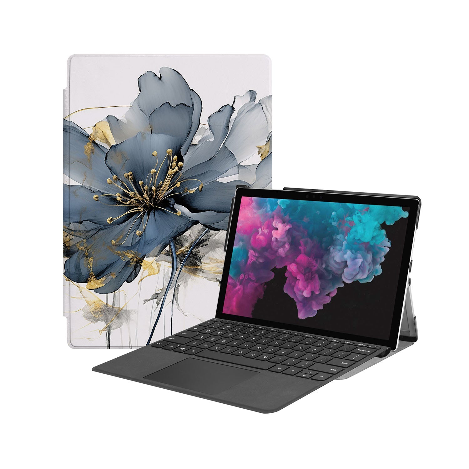 Microsoft Surface Case with Artistic Flower Design - Slim Protective Cover for Surface Pro/Go/Laptop - Perfect for Work, School & Travel