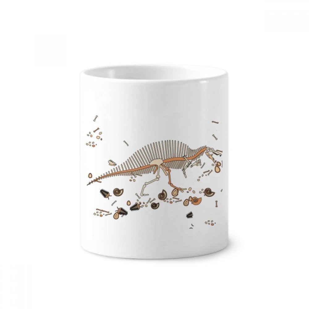 Dinosaur Grass Bone Toothbrush Pen Holder Mug - 12oz White Ceramic Cup for Office Desk, Bathroom & Dinosaur Lovers