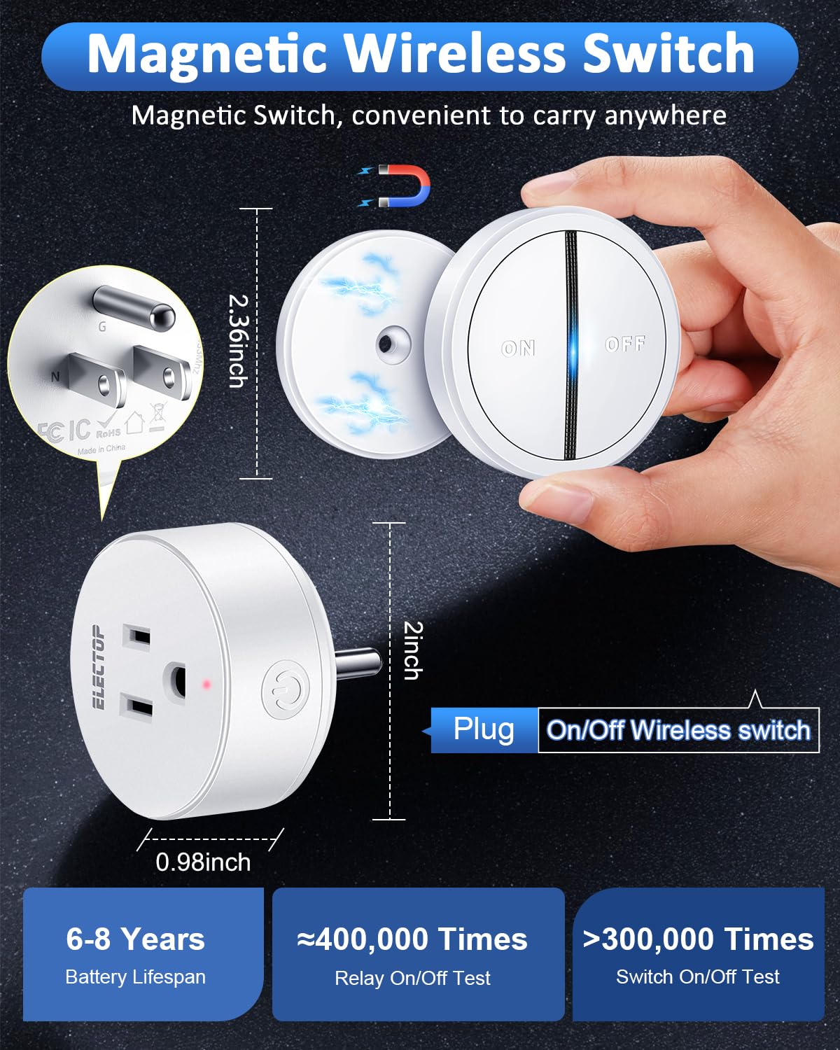 **ElecTop Wireless Garbage Disposal Switch Kit – No Drilling Remote Control Outlet, 15A/1500W, Sink Top Button for Waste Disposal – Perfect for Kitchen Sink & Home Renovation**
