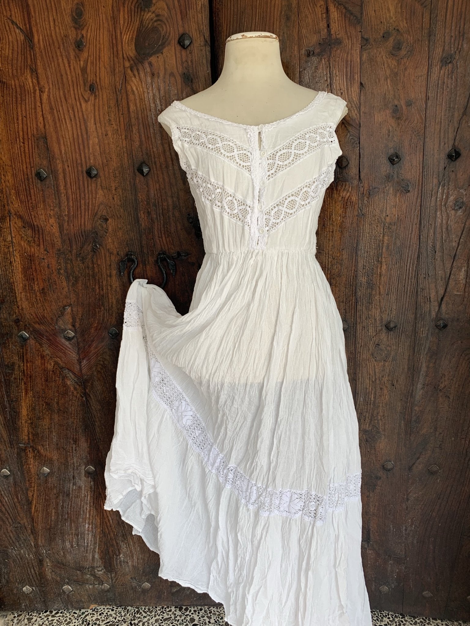 Bohemian White Embroidered Beach Wedding Dress from Ibiza - Perfect for Destination Weddings, Beach Ceremonies & Summer Boho Bridal Looks
