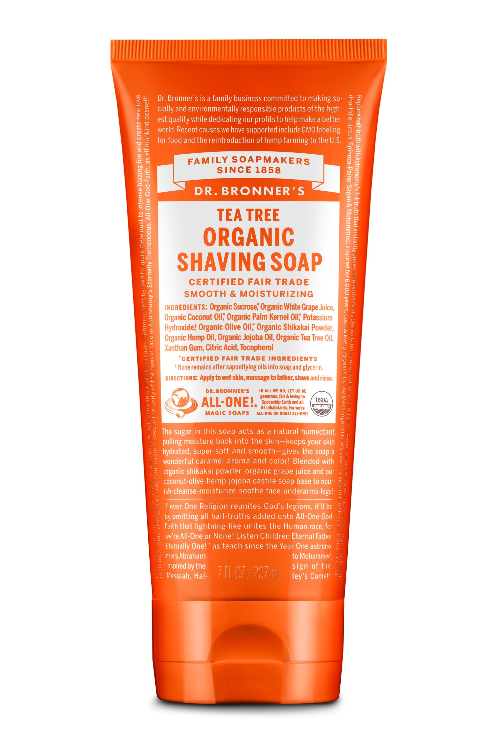 Dr. Bronner's Organic Tea Tree Shaving Soap - All-Natural Vegan Shave Cream for Men & Women - Sensitive Skin & Beard Care - Perfect for Daily Shaving & Travel Kits