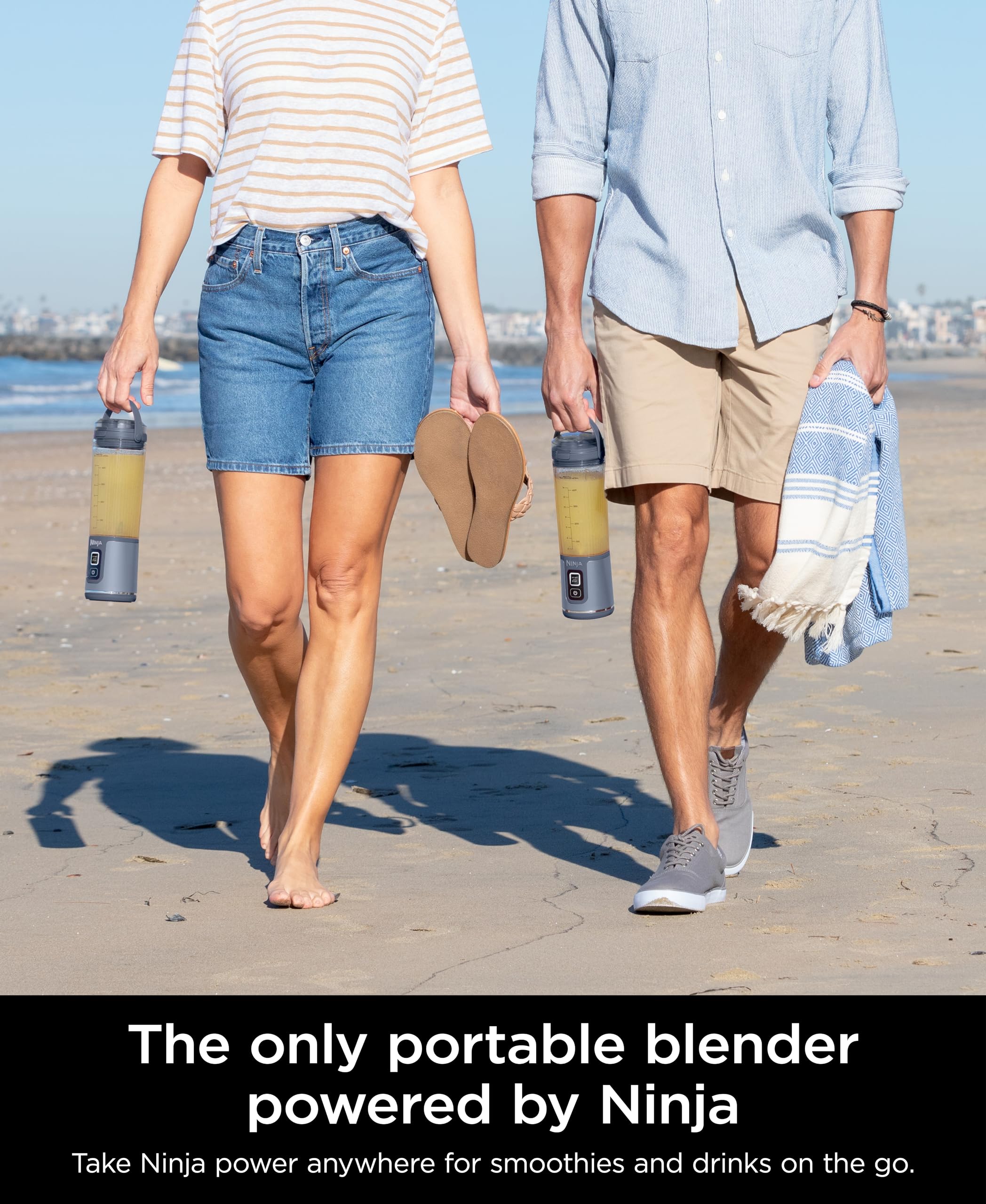 Ninja Blast Portable Blender - Cordless 18oz Personal Blender for Smoothies, Protein Shakes & Juices | BPA Free, Leakproof Lid with Sip Spout | USB-C Rechargeable & Dishwasher Safe | Denim Blue (BC151NVC) | Perfect for Gym, Travel & Healthy On-the-Go Lifestyle
