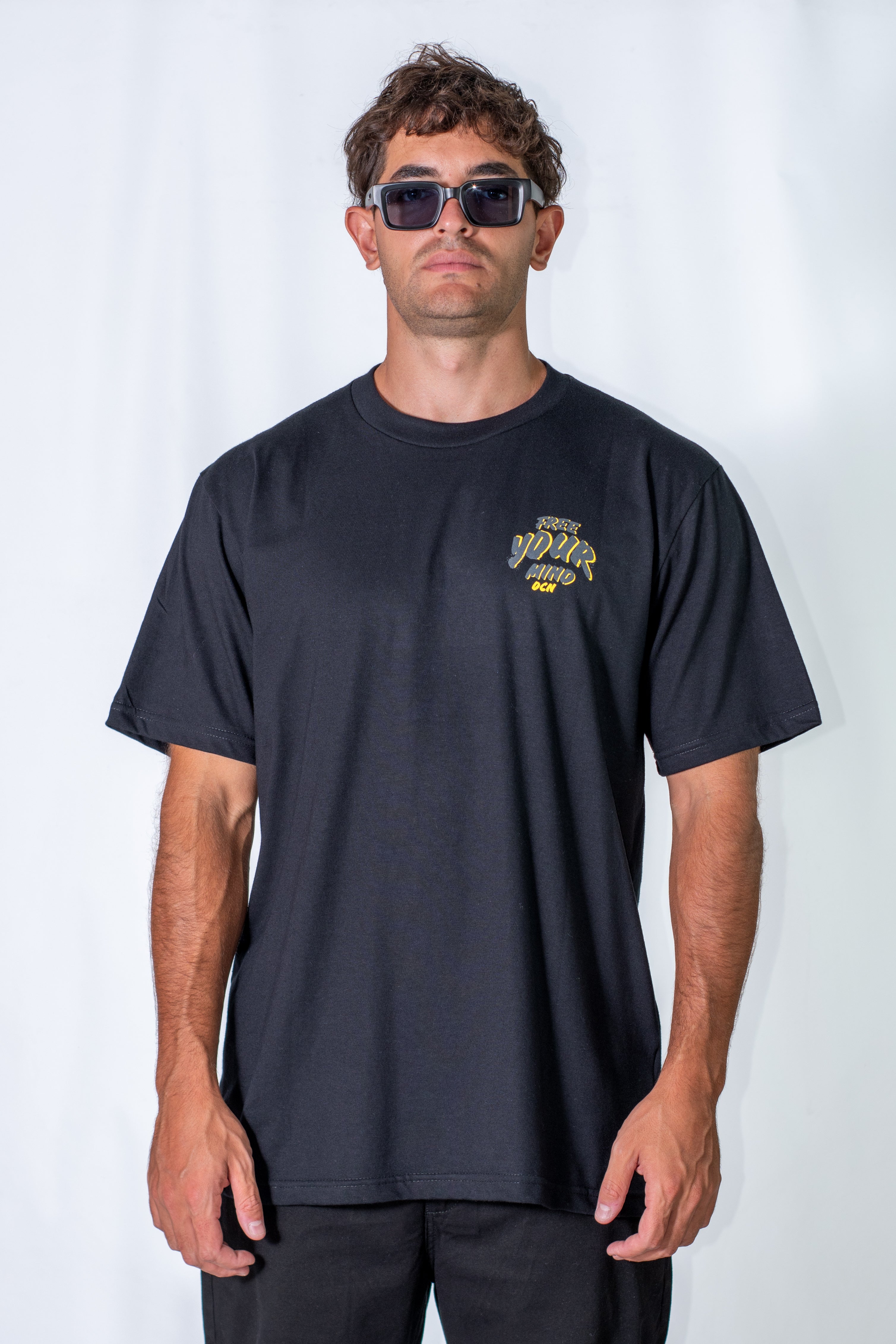Premium Men's T-Shirt Ocn (401D7) - Soft Cotton Comfort Fit Black Tee for Casual Wear, Gym & Everyday Outfits