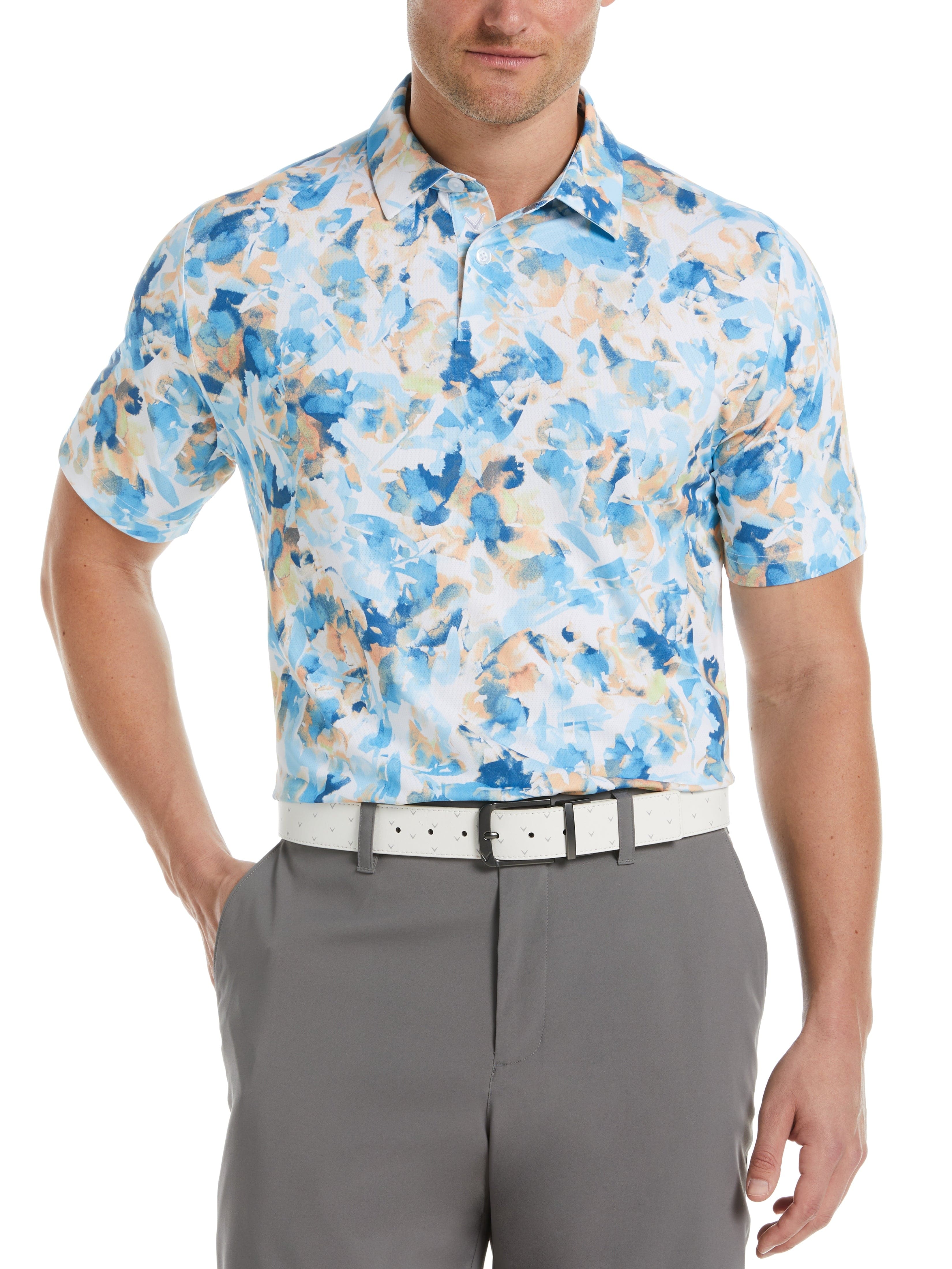 Men's X-Ray Floral Print Golf Polo Shirt - Breathable Quick-Dry Performance Tee for Golf, Casual Wear & Outdoor Activities