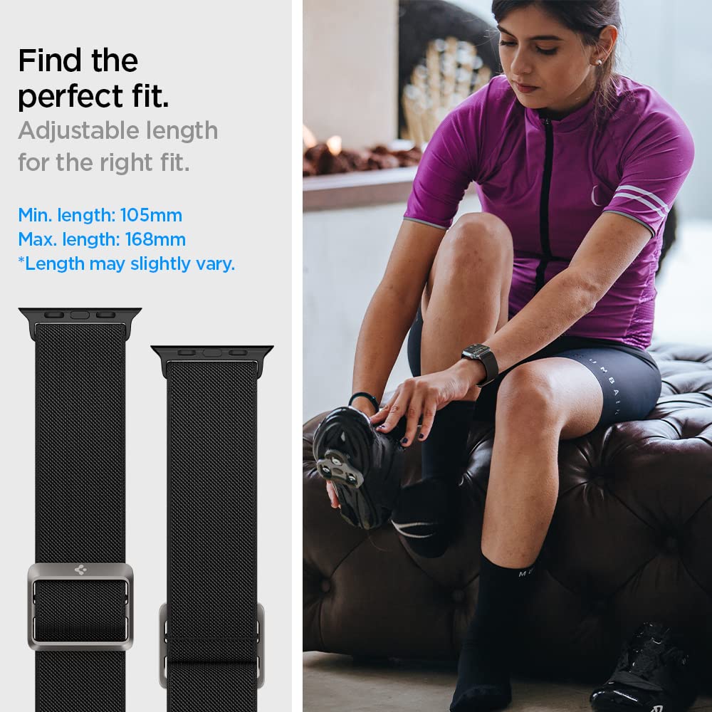 Spigen Air Fit Nylon Solo Loop Band for Apple Watch Series 10 42mm, Series 9/8/7 41mm, SE2/SE/6/5/4 40mm, Series 3/2/1 38mm - Lightweight Breathable Sport Strap for Running, Gym & Everyday Wear