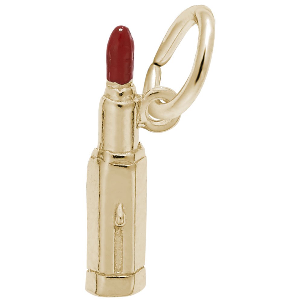 10K Yellow Gold Lipstick Charm Pendant - Dainty Jewelry for Bracelets & Necklaces - Perfect Gift for Makeup Lovers & Fashion Accessories