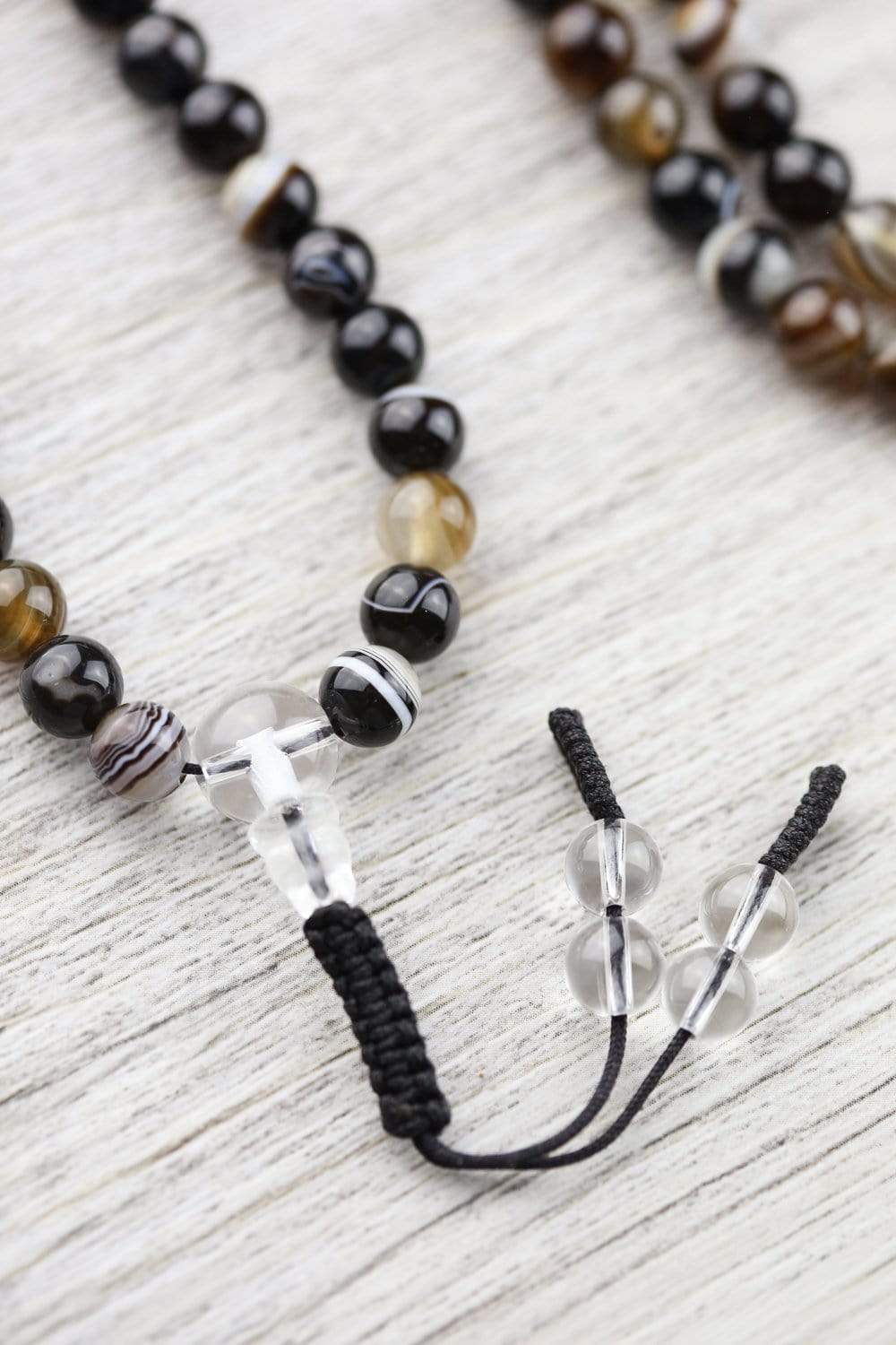 108 Bead Striped Agate Mala Bracelet for Meditation, Yoga & Spiritual Healing - Natural Stone Prayer Beads for Mindfulness & Stress Relief