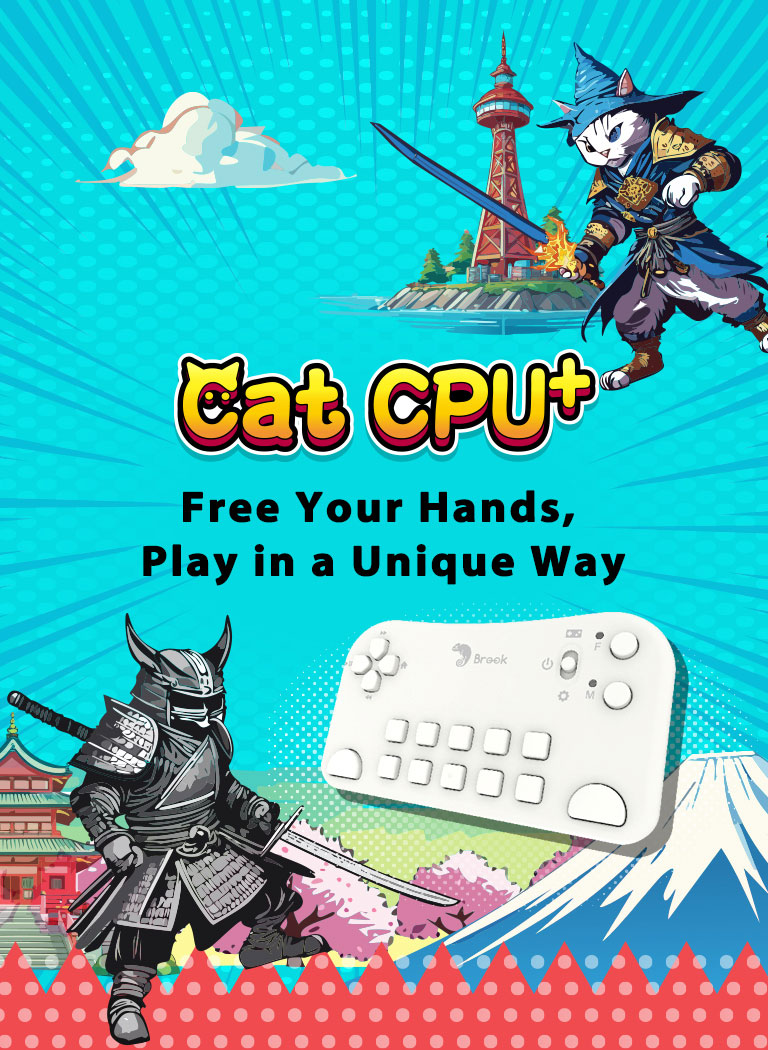 Brook Battle Cats CPU Plus Controller for Nintendo Switch - Wireless Gaming Controller with Turbo Function, Ergonomic Design - Perfect for Battle Cats, RPG, and Action Games