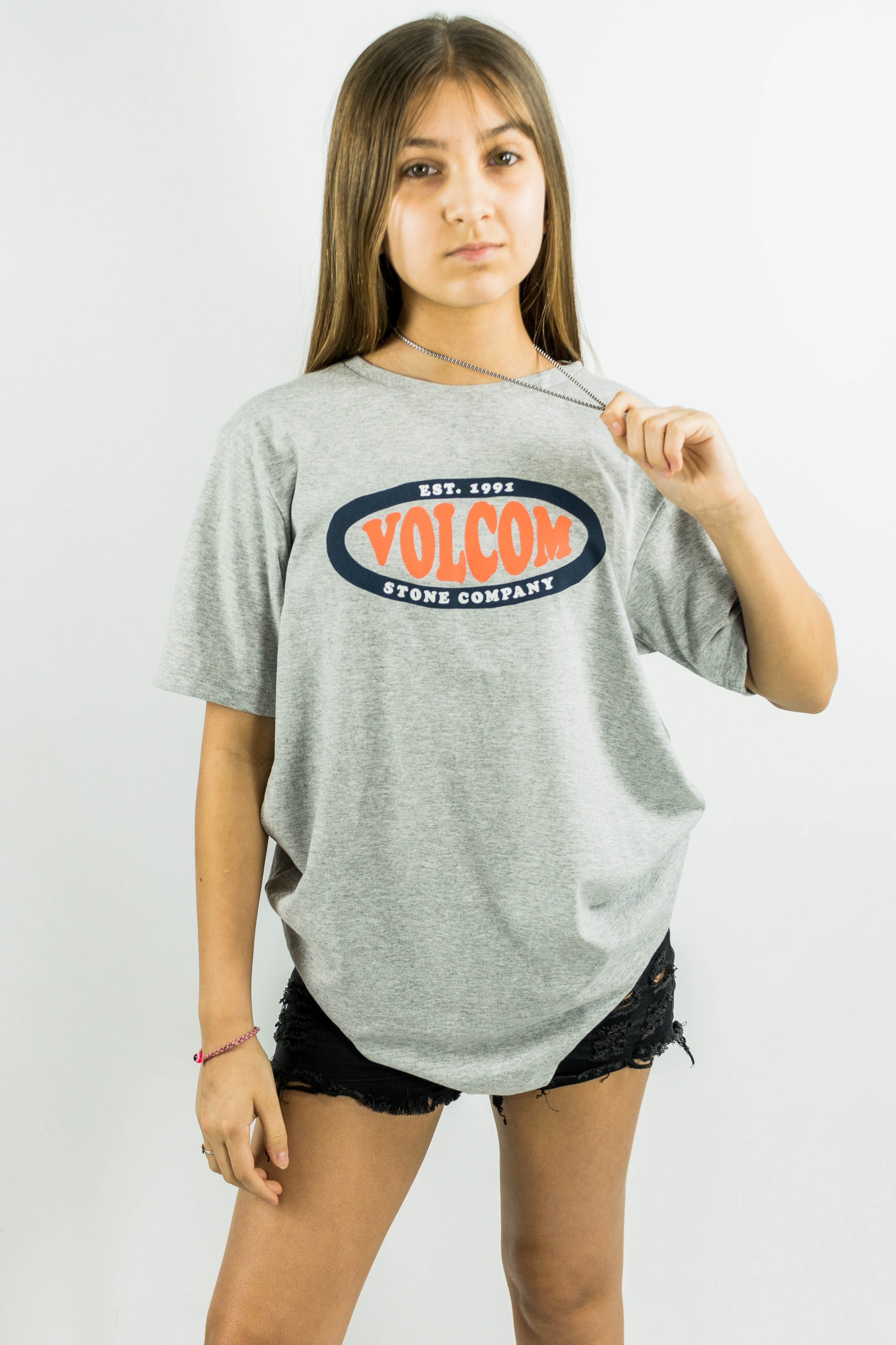 Volcom Kids T-Shirt for Boys & Girls - Heather Gray Cotton Tee with Cool Graphic Print | Perfect for School, Playdates & Casual Outings