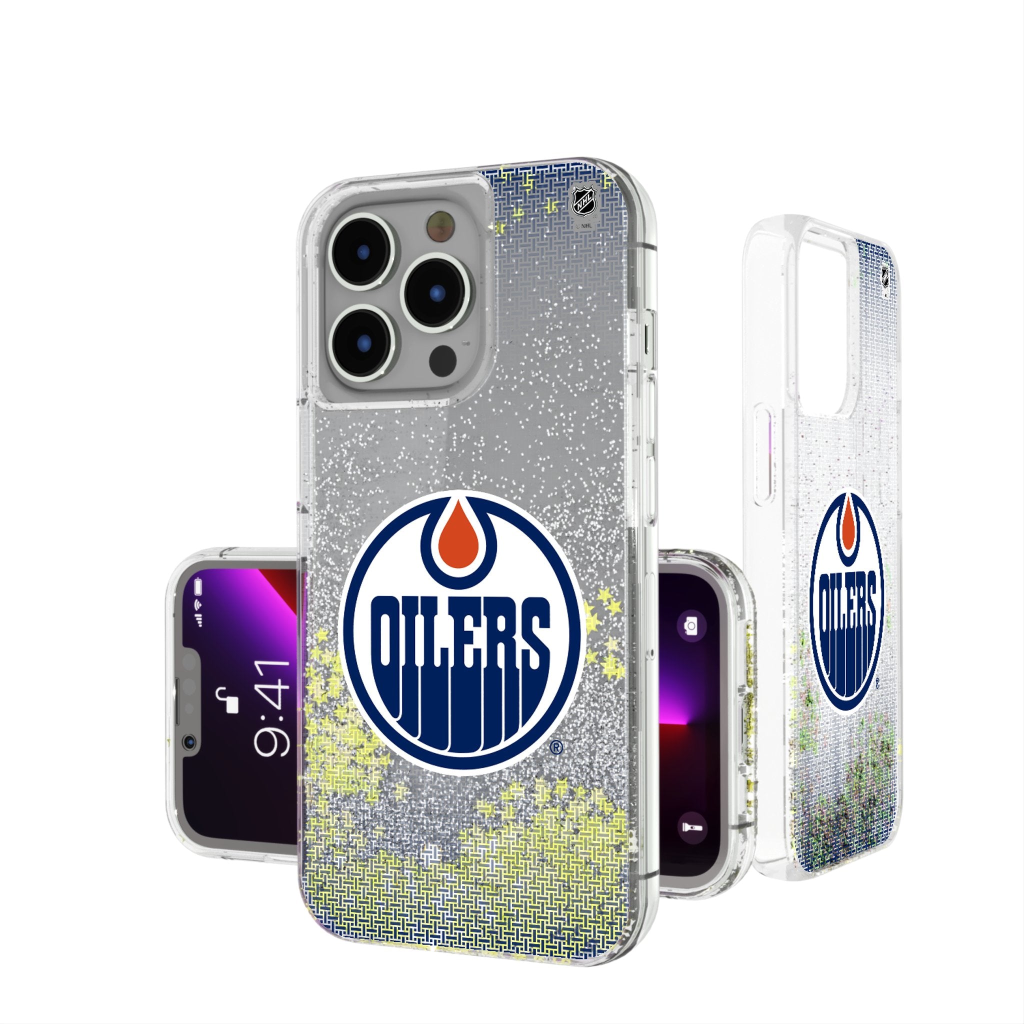 Edmonton Oilers Glitter Phone Case - Sparkling Linen Design for iPhone & Samsung | Perfect for Hockey Fans & Game Day Accessories