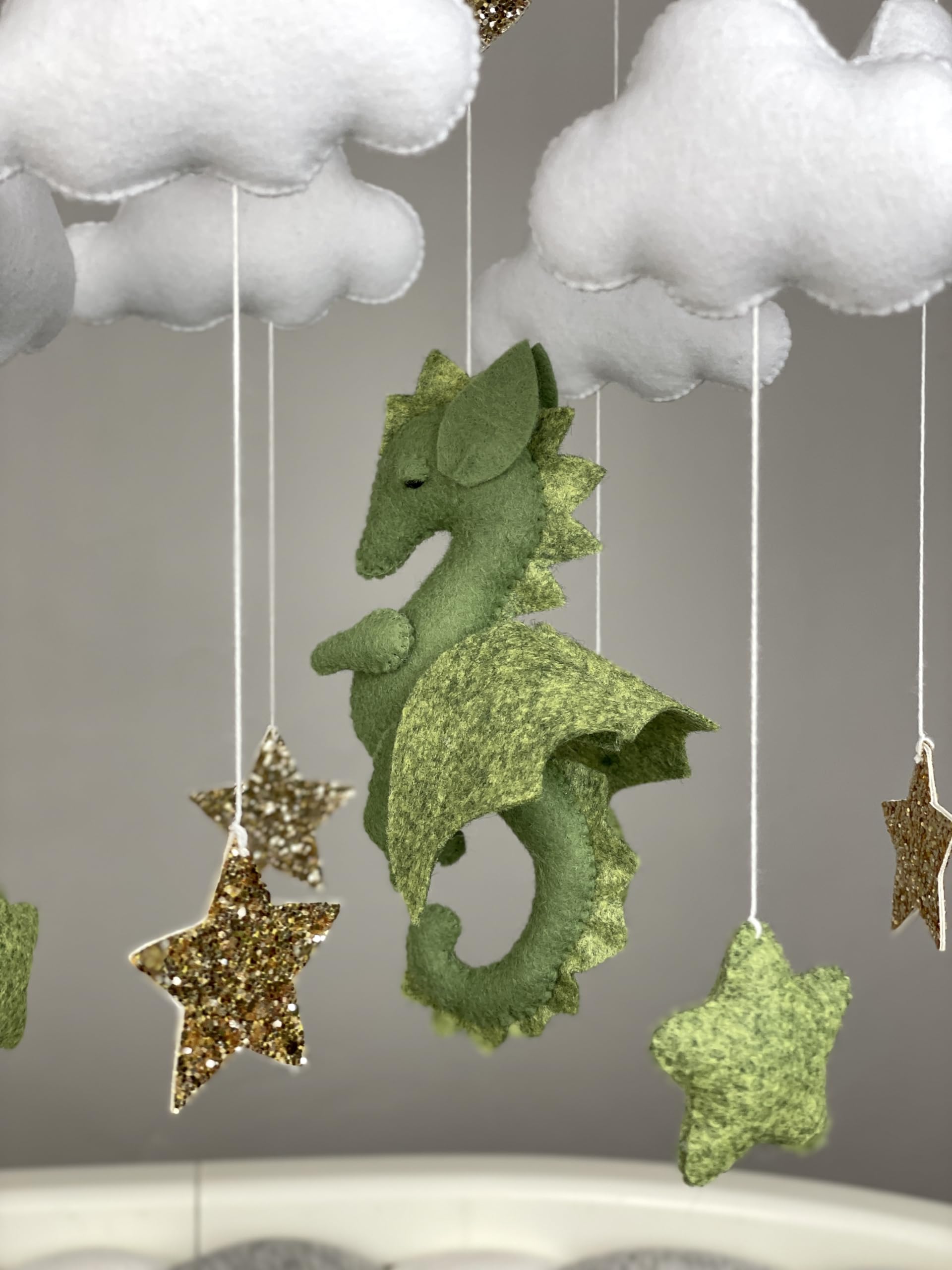 **Neutral Dragon Baby Crib Mobile - Fantasy Nursery Decor for Boys & Girls, Perfect New Baby Gift for Baby Showers & Nursery Themes**