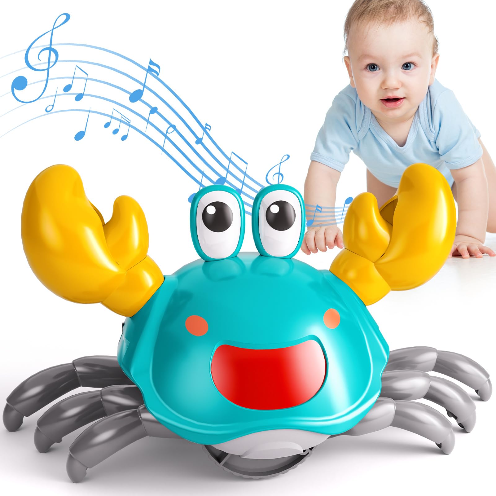 Interactive Crawling Crab Toy for Toddlers 3-4 Years - Sensory Walking Musical Toy with Obstacle Avoidance, Dancing Moving Crab for Baby Development | Perfect Birthday Gift for 1-3 Year Olds | Fun Learning Toy for Playtime, Daycare & Early Childhood Education