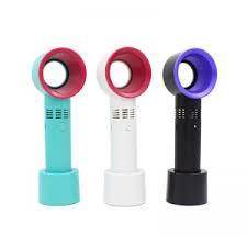 USB Bladeless Portable Handheld Fan - Rechargeable Battery Operated Mini Cooling Fan for Outdoor, Travel, Office & Home Use - Korean Innovative Design (White)