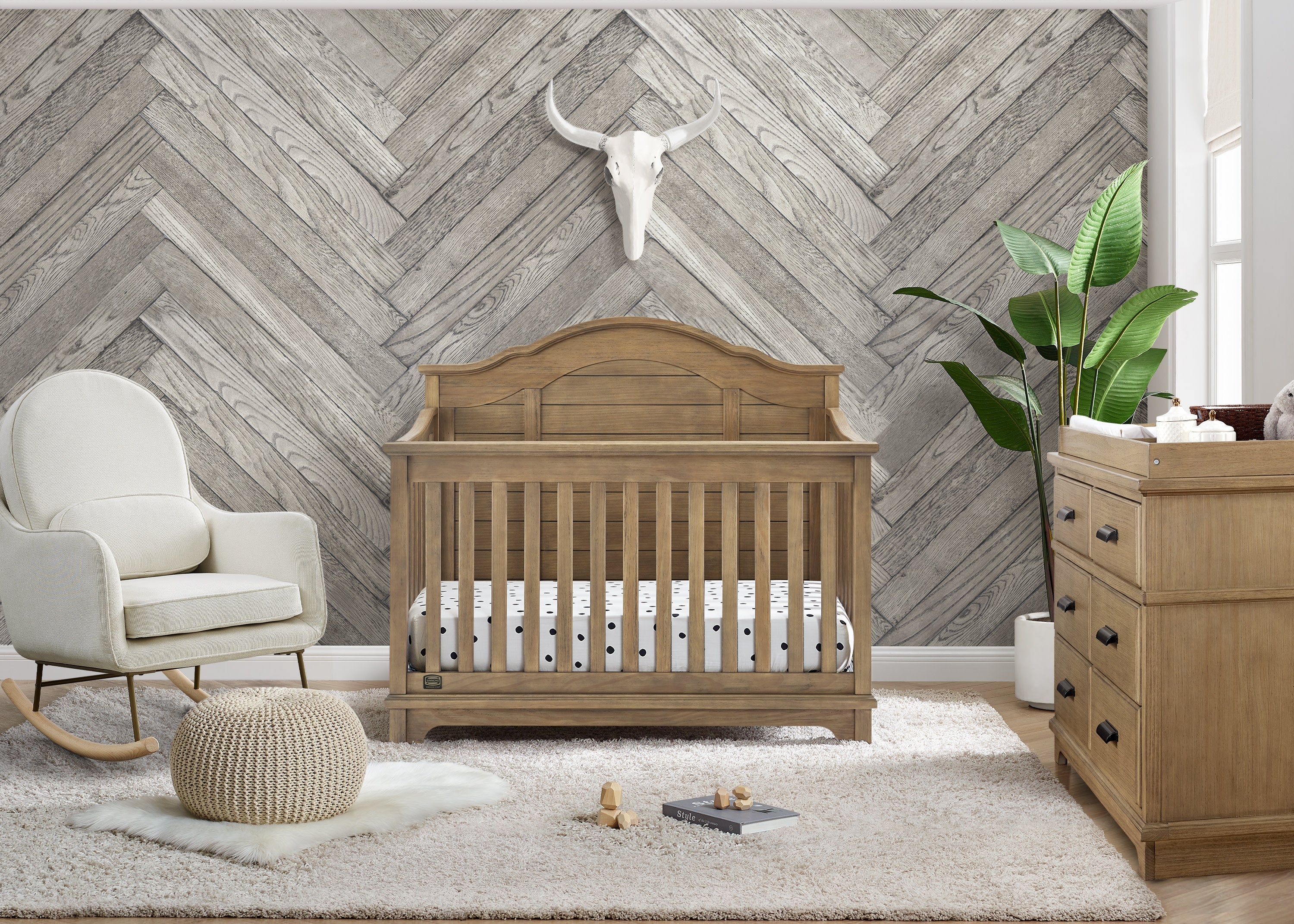 Asher 6-in-1 Convertible Baby Crib - Toddler Bed with Mattress | Nursery Furniture for Boys & Girls | Safe & Stylish for Newborn to Teen Years | Perfect for Bedroom, Daycare or Guest Room