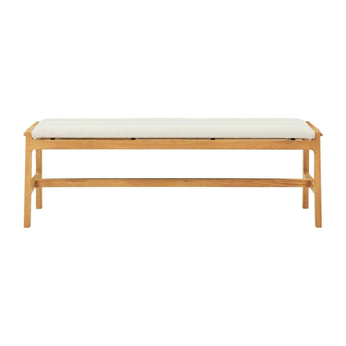 Aura Fabric Bench (Oak) - Modern Upholstered Storage Ottoman with Solid Wood Legs for Living Room, Bedroom, or Entryway