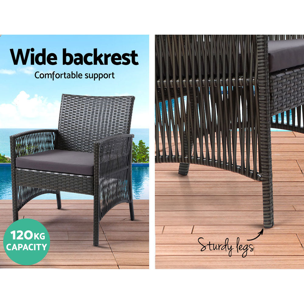 4-Piece Outdoor Sofa Set with Storage Cover, Wicker Harp Chairs & Table in Gray – Perfect for Patio, Garden, and Poolside Relaxation