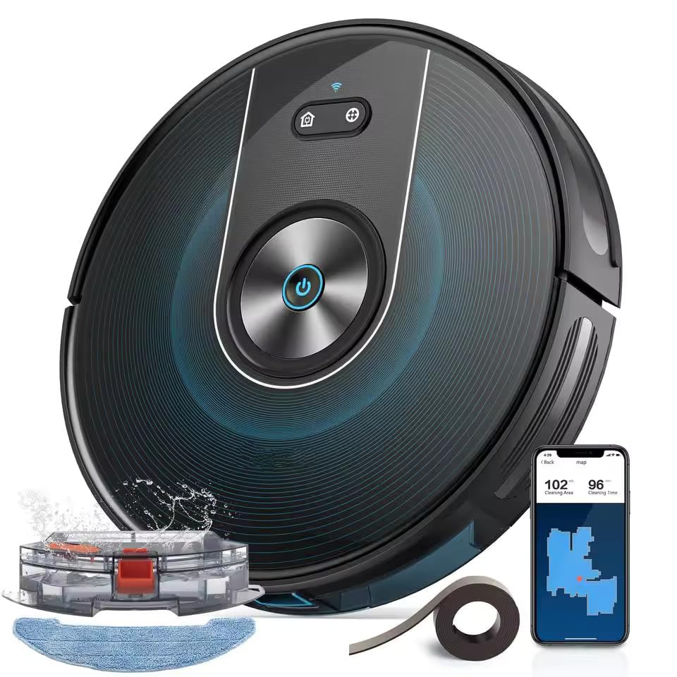 BG800 Robot Vacuum Cleaner 3000Pa Strong Suction - Smart APP/Voice/Remote Control, Auto Self-Charging, Scheduled Cleaning - Perfect for Pet Hair, Hardwood Floors & Low-Pile Carpets (Black) | Ideal for Homes with Pets, Daily Floor Maintenance & Smart Home Integration