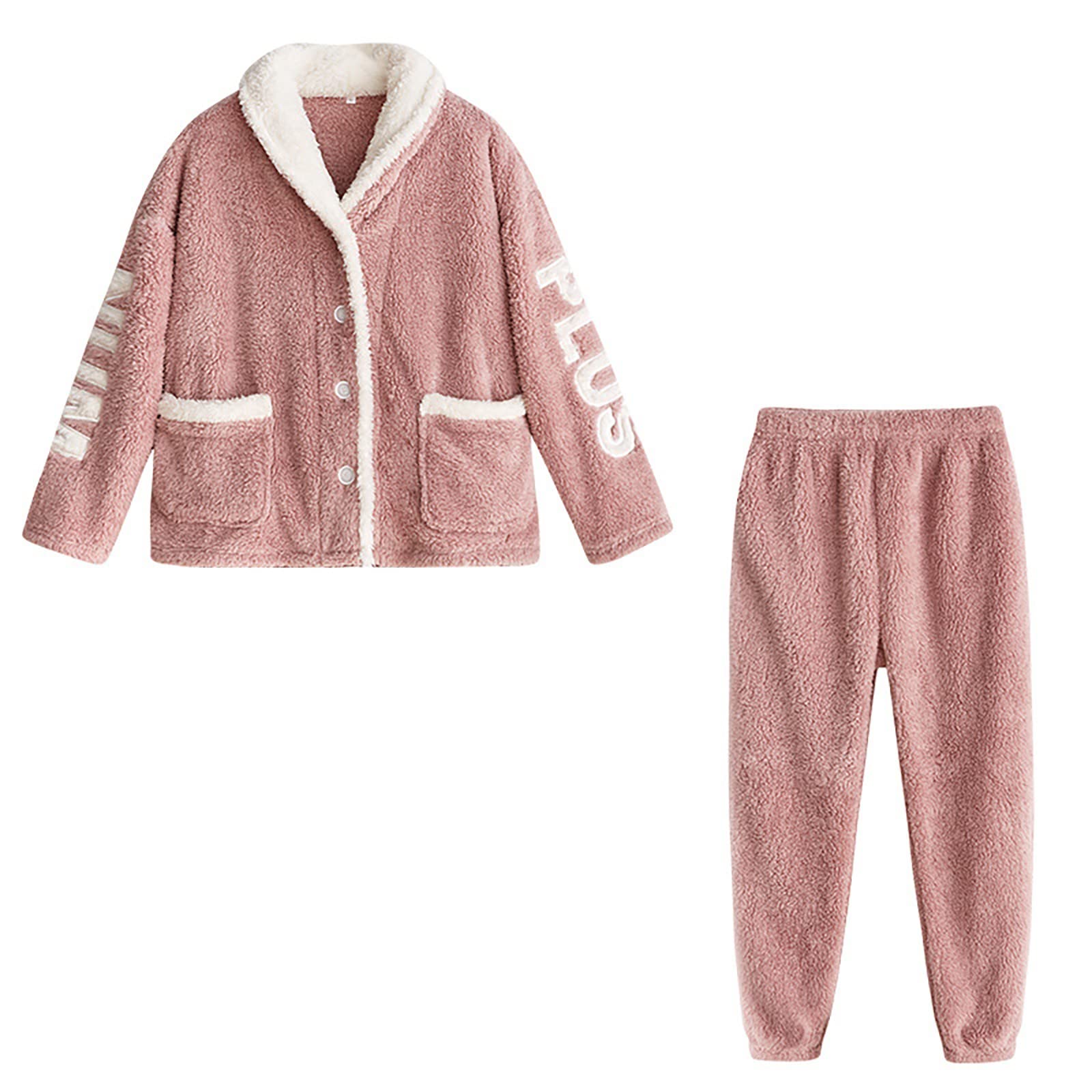Women's Winter Pajama Set - Long Sleeve Fleece Sleepwear for Cold Weather | Soft & Warm Loungewear for Cozy Nights at Home