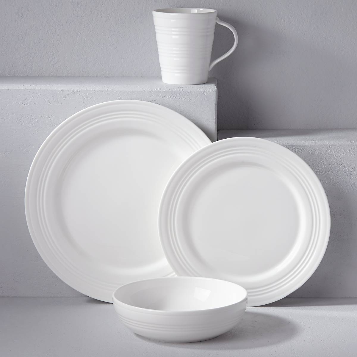 4-Piece Tin Can Alley Four Degree Dinnerware Set - Elegant Table Setting for Casual Dining & Entertaining