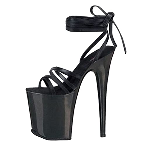 FEIPiBAO Unisex High Heel Platform Sandals - 7.87 Inch Peep Toe Party Shoes for Men & Women | Wedding, Club & Dress Occasions | Black Size 10.5 | Perfect for Nightlife, Performances & Special Events