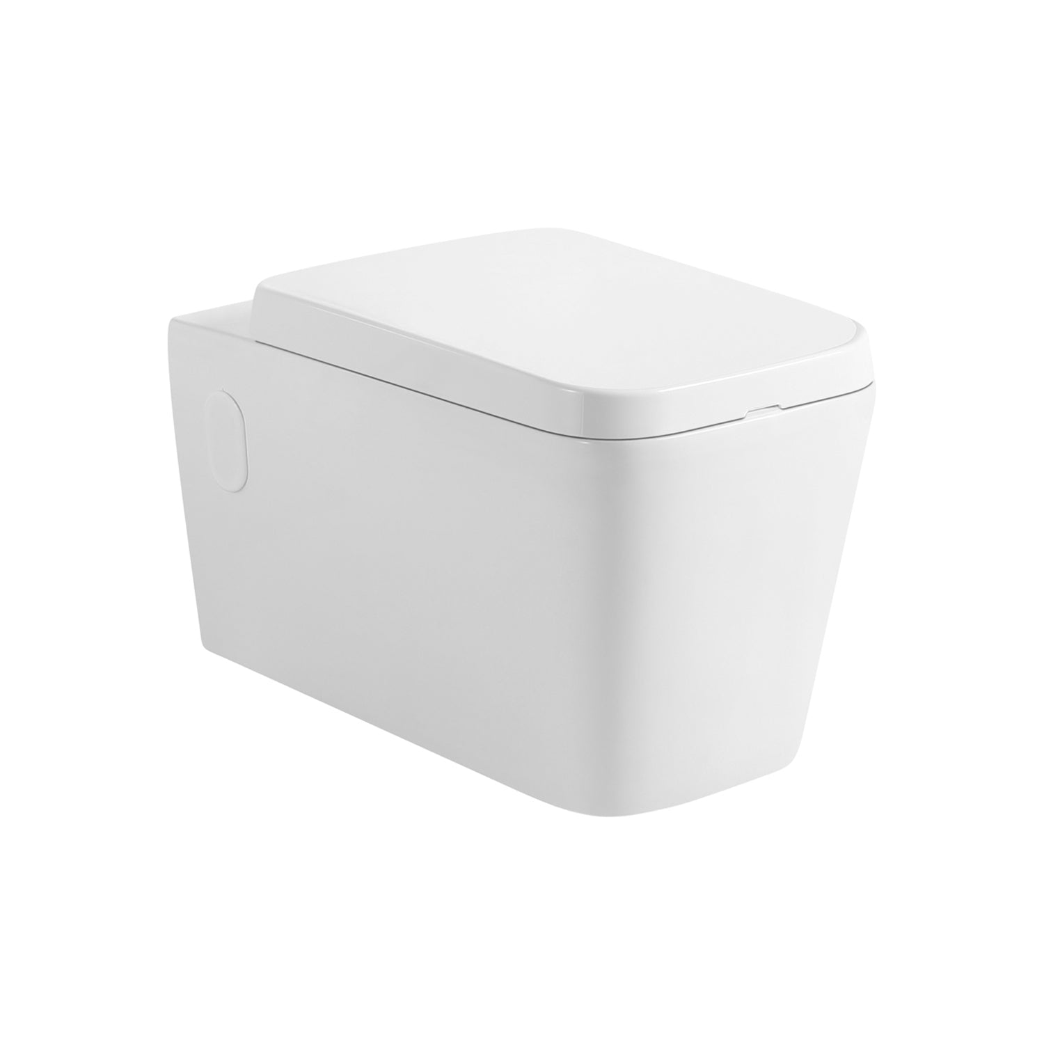 DAX One Piece Modern Square Toilet - Wall Mounted with Soft Close Seat & Dual Flush High Efficiency - White Ceramic Toilet, 13 Inch Height (Model BSN CL11002A 17) - Perfect for Small Bathrooms, Modern Homes & Water-Saving Bathroom Renovations