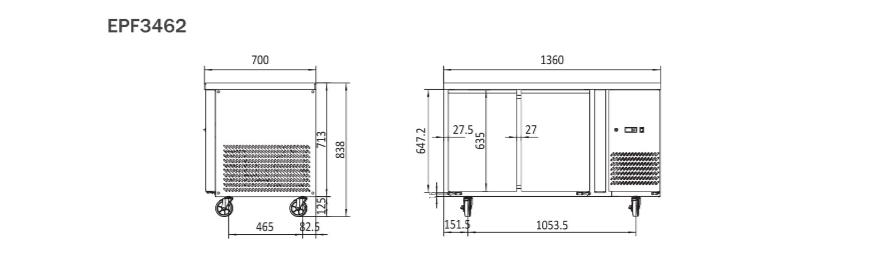 Atosa EPF3462 280L Commercial Two Door Freezer Table - Perfect for Restaurants, Cafes, and Catering Businesses