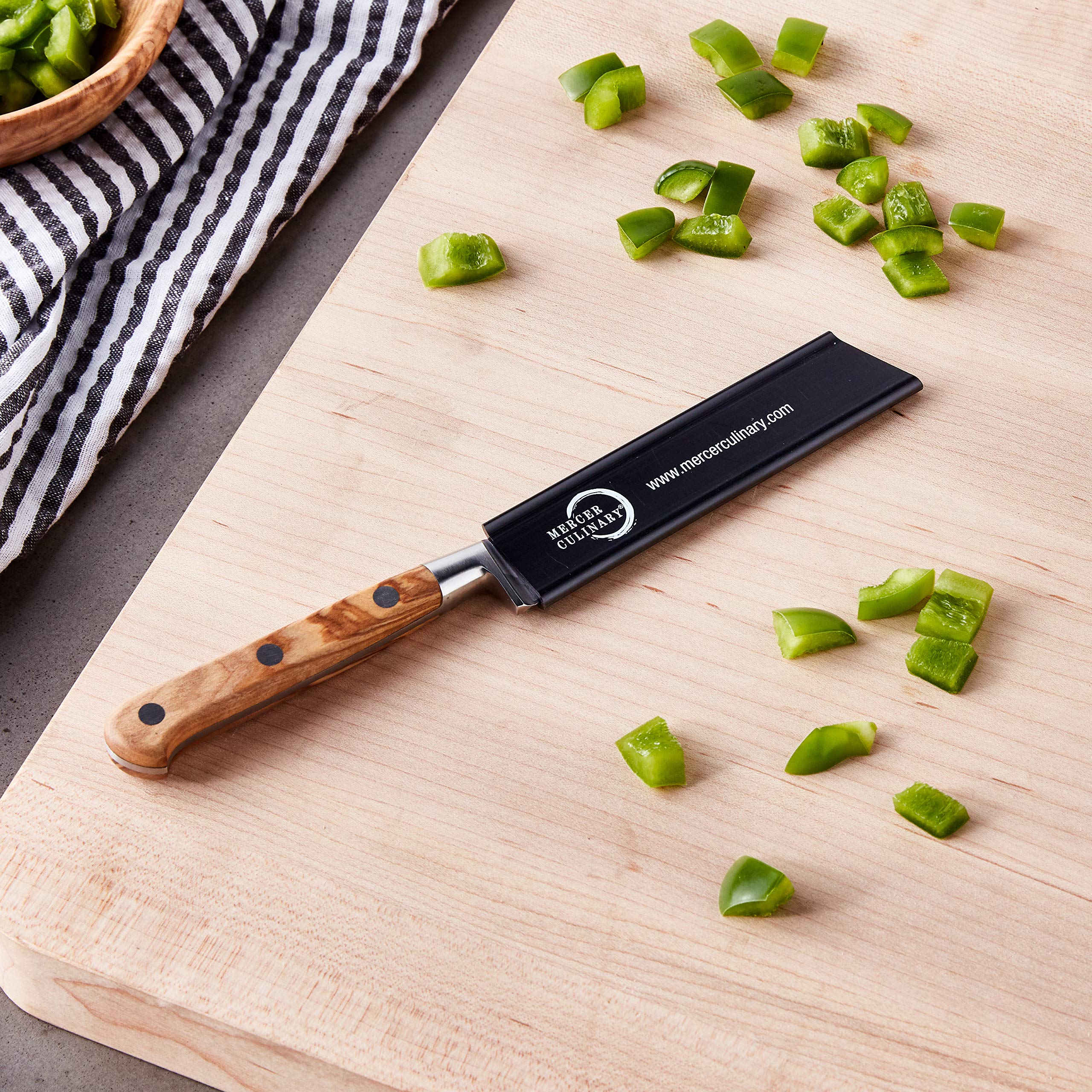 Mercer Culinary Knife Guard - 4 Inch x 1 Inch Black Blade Protector | Safe Knife Storage for Kitchen, Travel & Camping | Fits Most Chef Knives & Santoku Knives