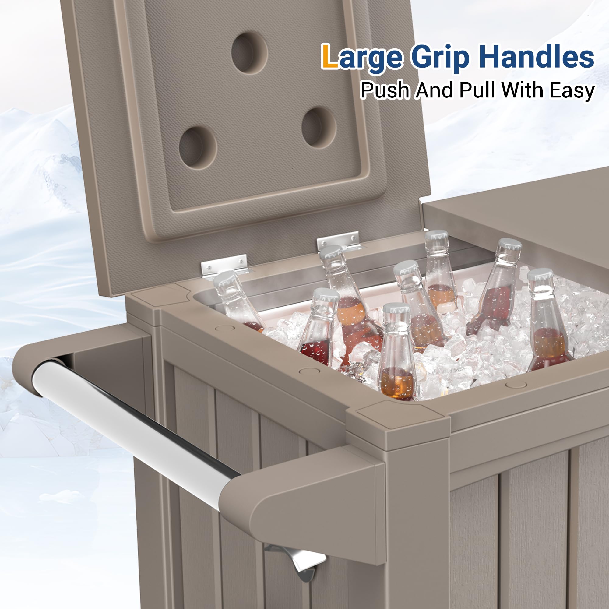 UDPATIO 85 Quart Rolling Cooler with Wheels - Heavy Duty Portable Party Ice Chest with Extendable Handle, Leakproof Outdoor Beverage Cooler for Drinks, Beer, Picnics, Camping, Tailgating & Beach Parties