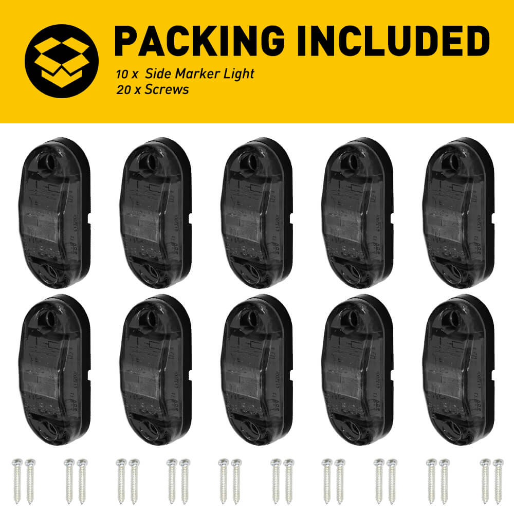 2.5 Inch Oval LED Side Marker Lights for Truck, Trailer, RV - 10pcs (Red, Yellow, White) - Waterproof & Durable for Night Driving Safety & Spare Tire Cover Lighting