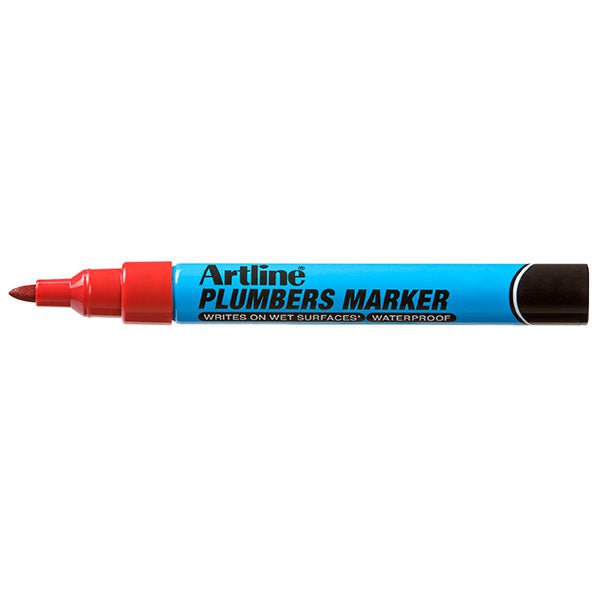 Artline Plumbers Permanent Marker Bullet Tip Red - 12 Pack - Waterproof & Fade-Resistant Industrial Markers for Plumbing, HVAC, Construction & DIY Projects