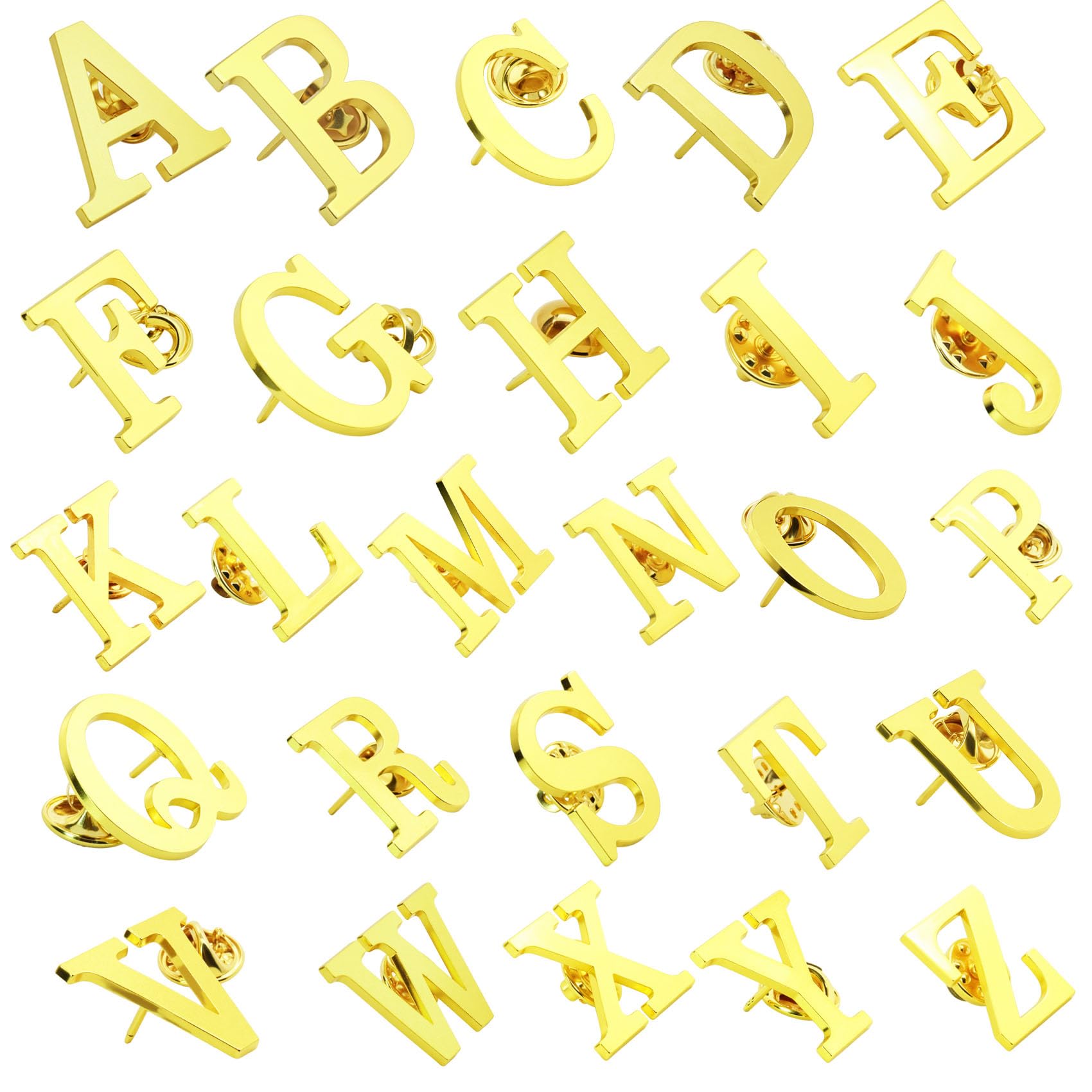 10-Pack Gold Plated A-Z Initial Letter Brooches - Personalized Name Pins for Women & Men | Elegant Gift for Weddings, Parties & Fashion Accessories