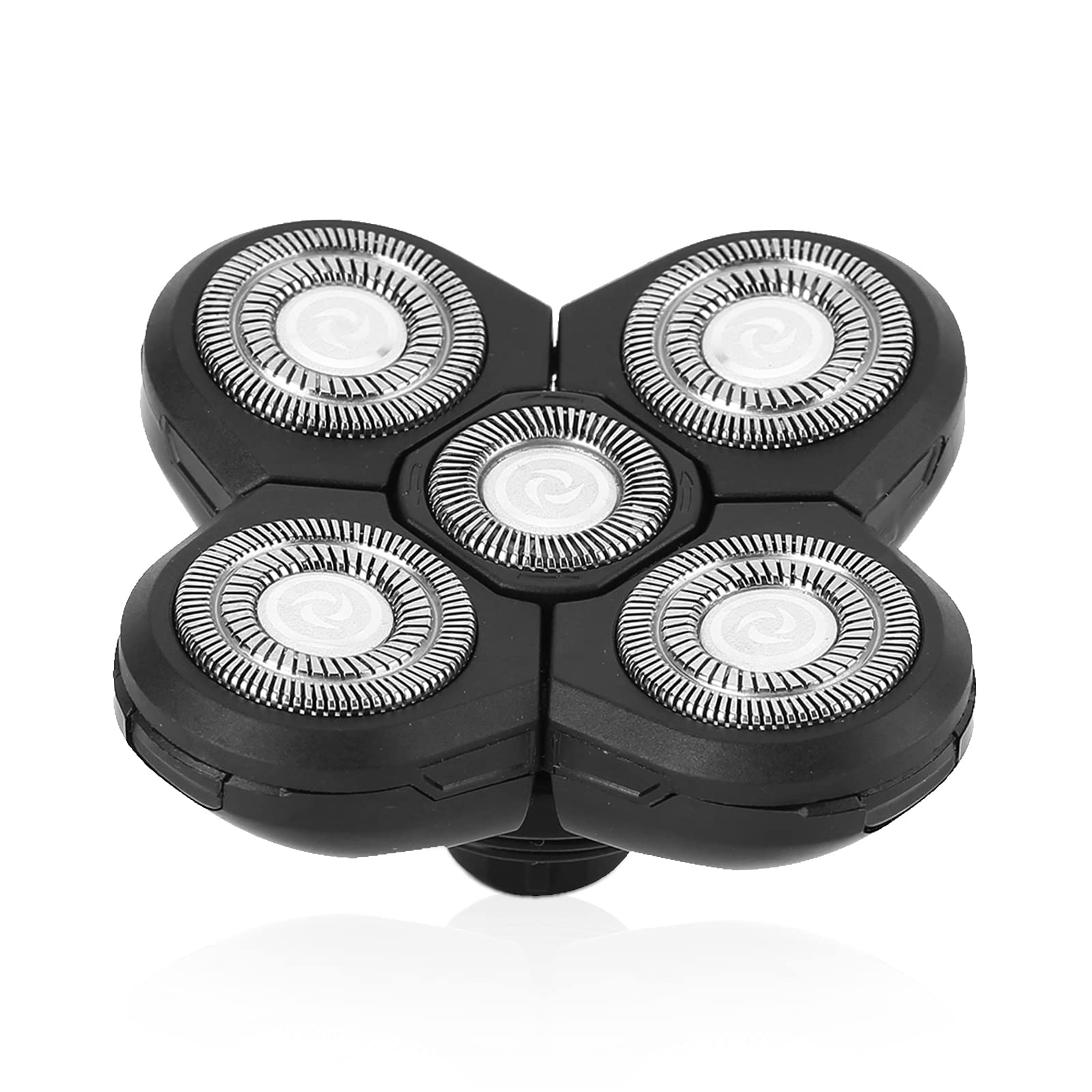 5-Blade Replacement Shaver Heads for Men - Waterproof Rotary Shaving Heads Accessory for Bald Head Shaving (Black) | Perfect for Wet/Dry Shaving at Home or Travel