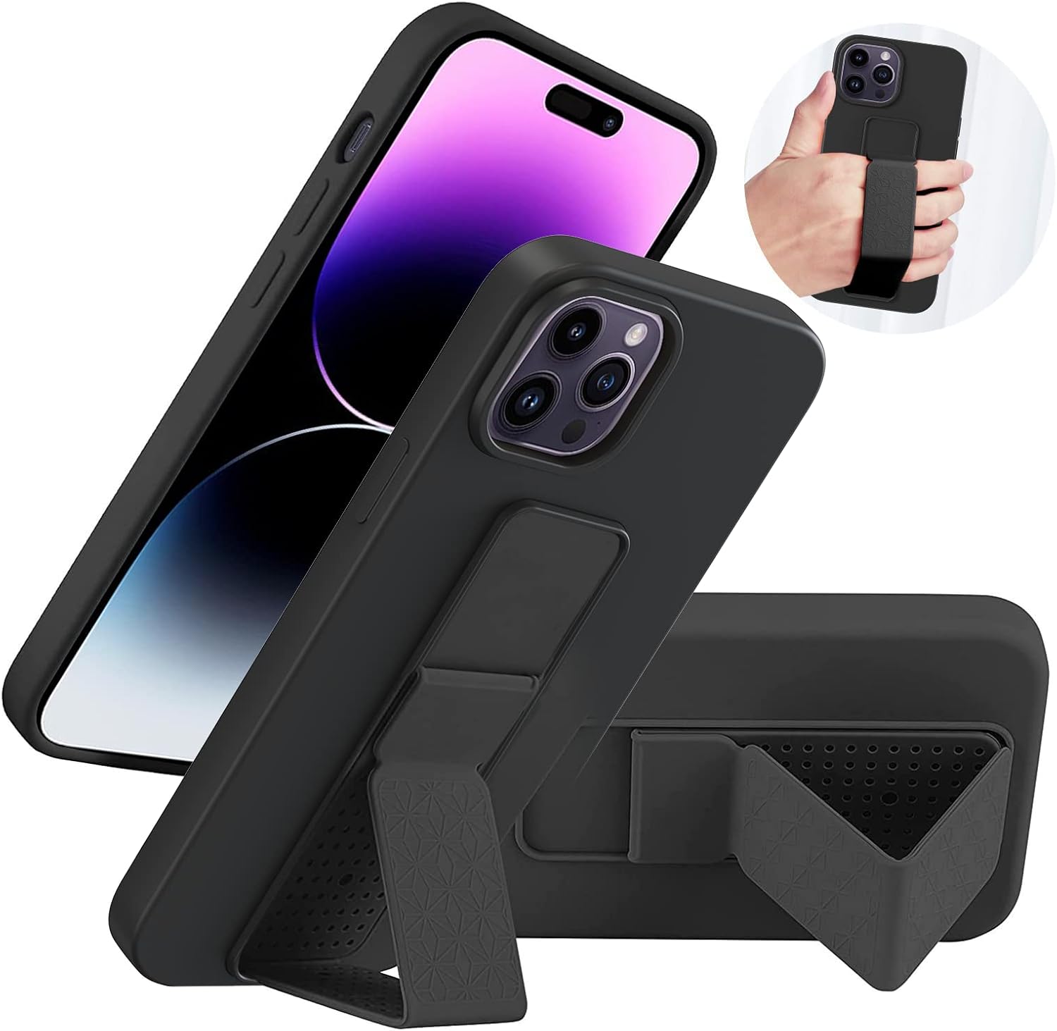 Shockproof iPhone 16 Case with Kickstand - Slim Flexible Liquid Silicone Protective Cover for iPhone 16 (2025 Model) | Perfect for Workouts, Travel & Everyday Protection