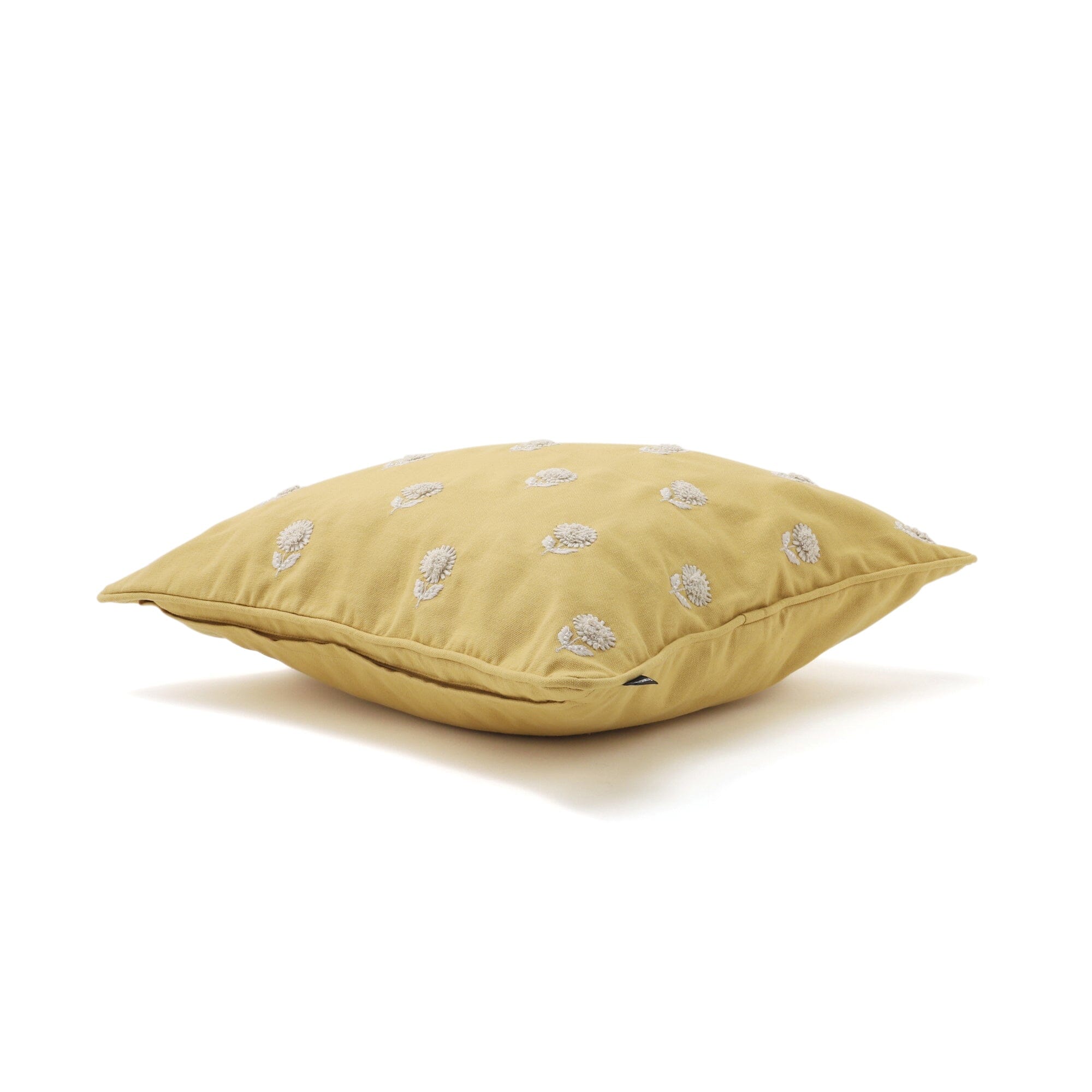 Embroidered Flower Cushion Cover 45x45cm Yellow - Decorative Throw Pillow Case for Sofa, Bed, Living Room & Home Decor