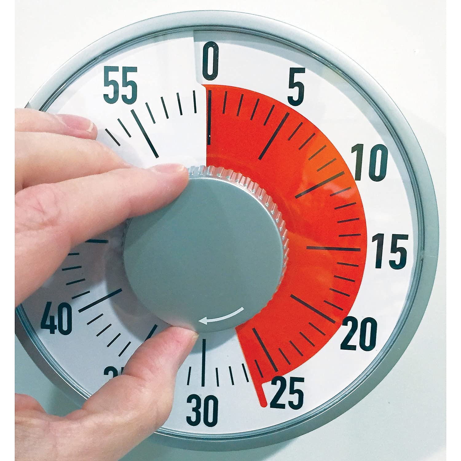 Ashley 50102 Big Time To Go Timer - 6.25 Inch Gray & White Kitchen Countdown Timer for Cooking, Baking, and Classroom Activities