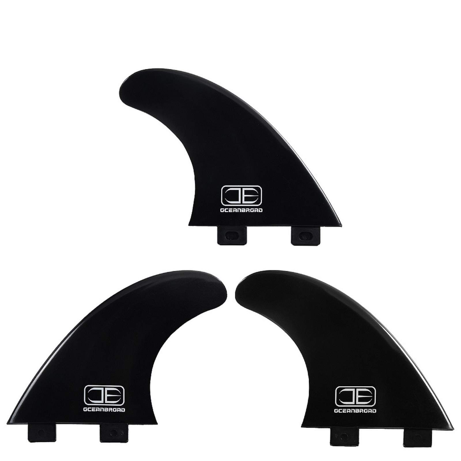 OCEANBROAD Surfboard Fin Thruster Set - 3 Fins Compatible with FCS/Future Fin Box Systems - Includes Screws, Wax Comb & Key - Perfect for Shortboard Surfing & Wave Performance