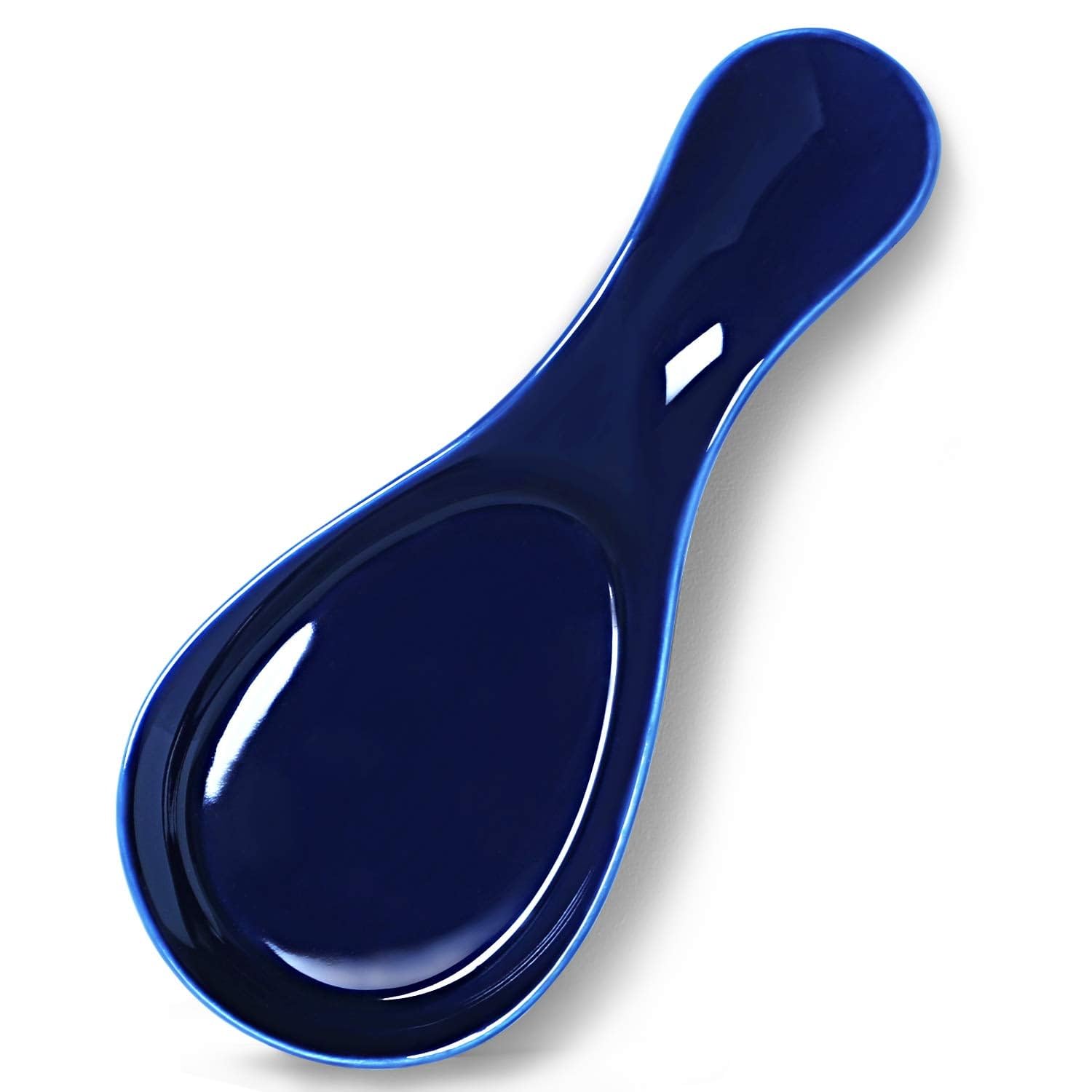 GDCZ Porcelain Spoon Rest - Large Kitchen Utensil Holder for Stove Top & Countertop, Navy Blue - Perfect for Cooking, Serving & Keeping Counter Clean