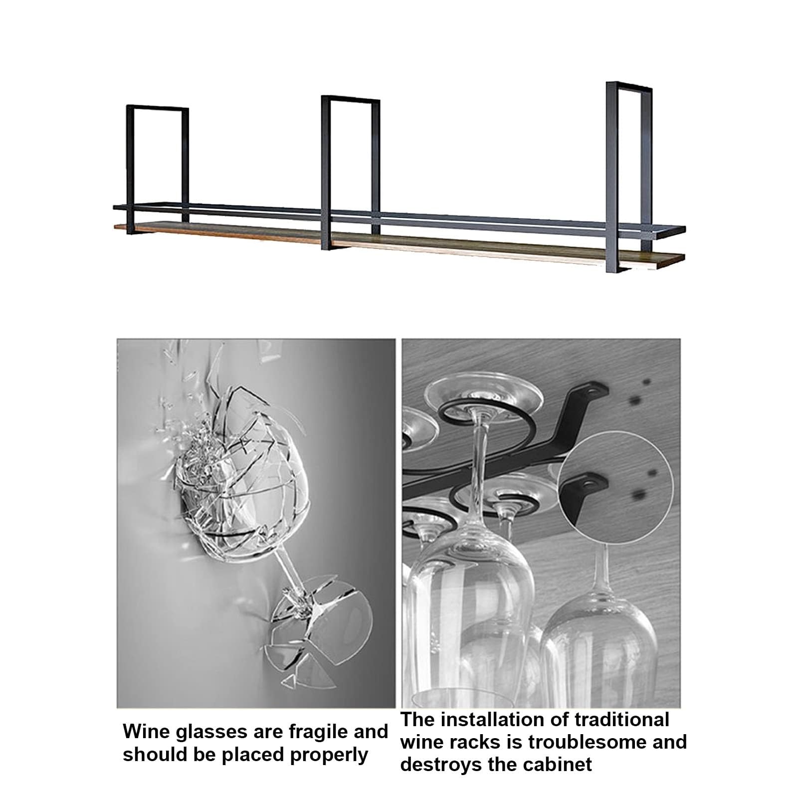 Hanging Wine Glass Holder - Ceiling Display Stand for Wine Glasses, Plants & Decor | 1-Tier Iron Art Floating Shelf | Perfect for Bedroom, Restaurant & Bar Storage (120x30cm) | Ideal for Home Decor, Kitchen Organization & Commercial Use