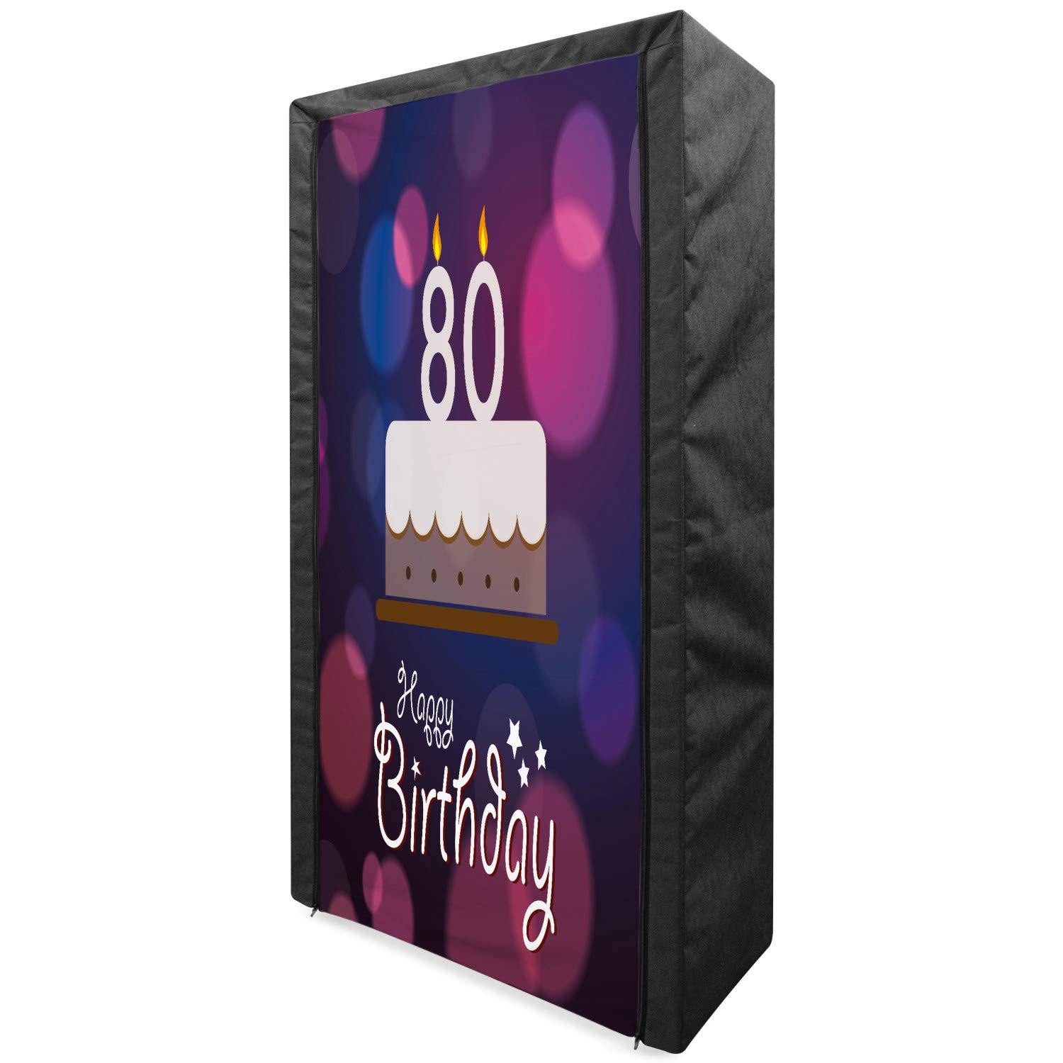 Ambesonne 80th Birthday Party Fabric Wardrobe - Portable Clothing Organizer with Shelves, 33.5