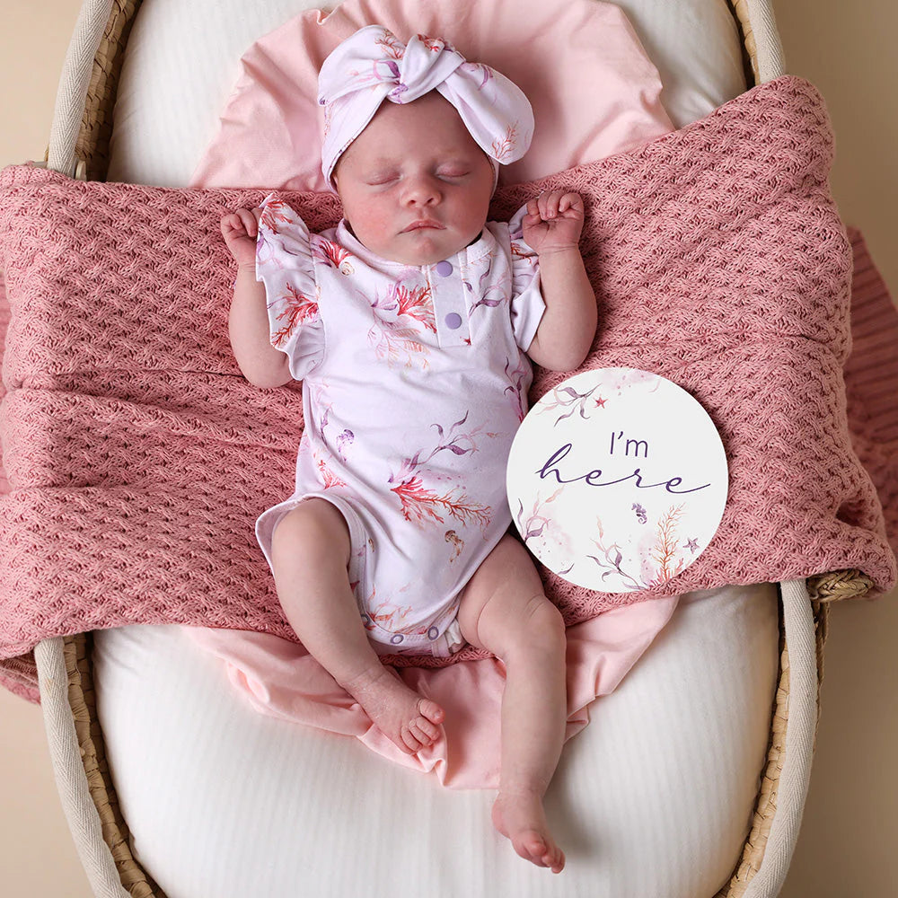 Snuggle Hunny Reversible Milestone Baby Photo Cards - Coral & Lilac for Newborn Photography, First Birthday, and Monthly Growth Tracking