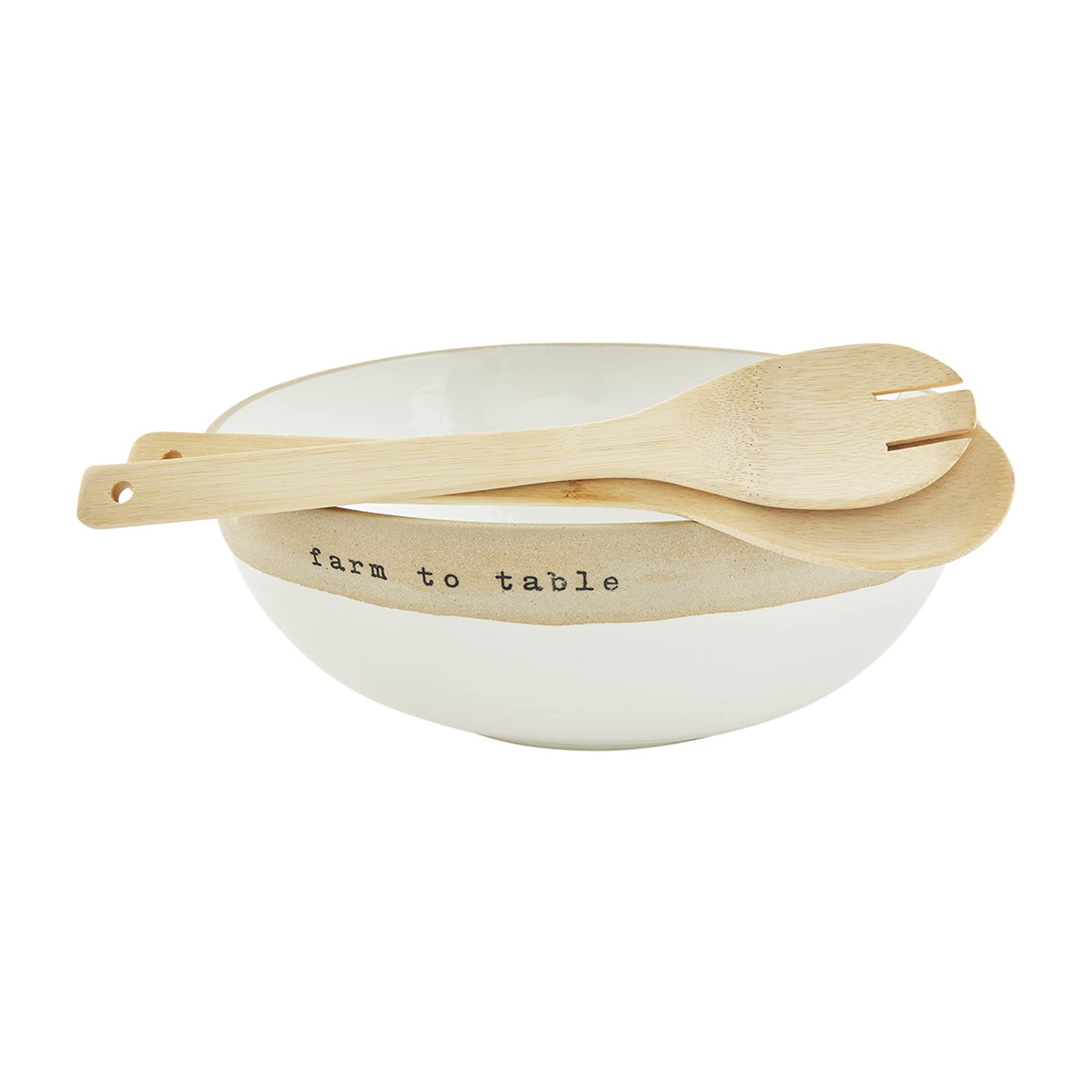 Mud Pie White Stoneware Salad Bowl Set - 4.5